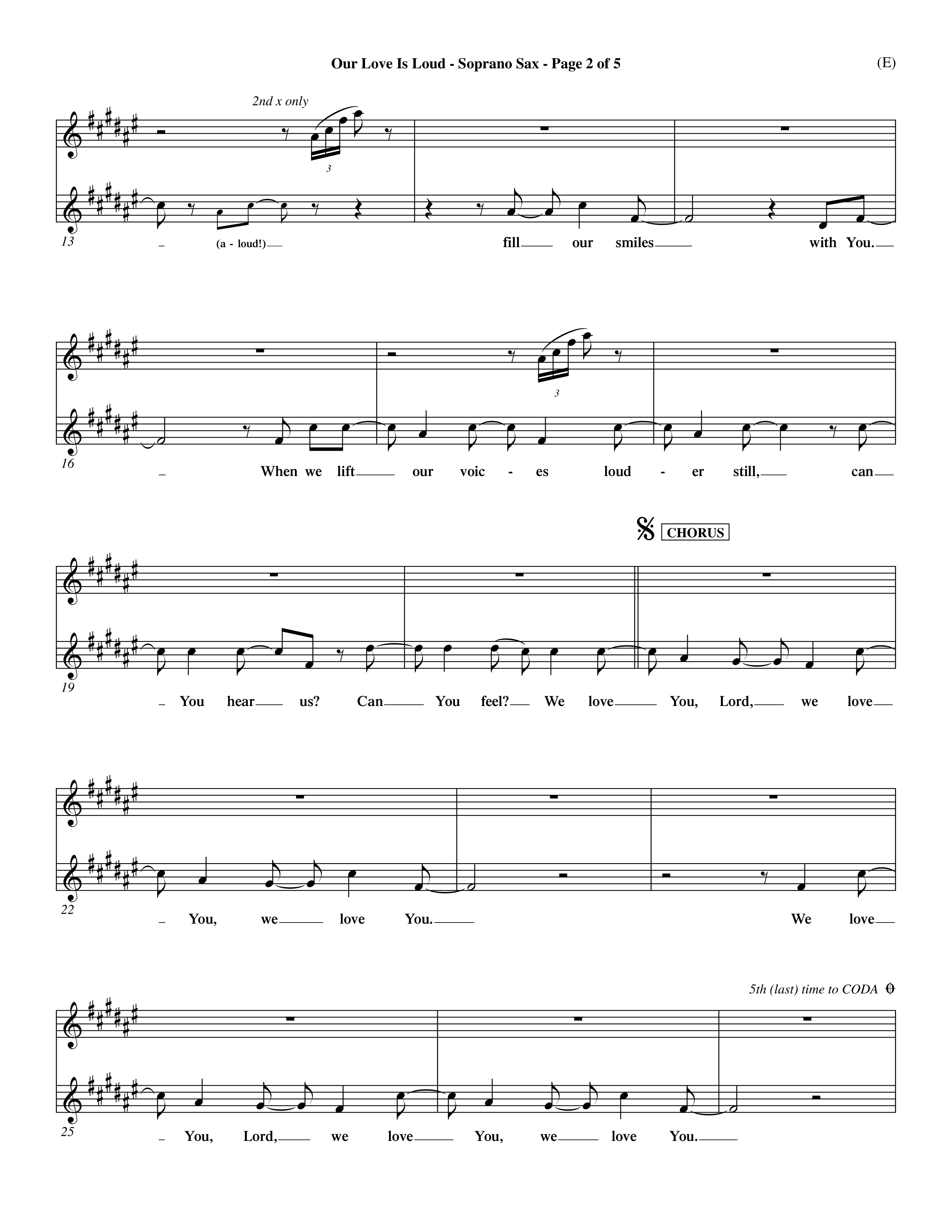 Our Love Is Loud (Choral Anthem SATB) Saxophone (Word Music Choral / Orch. Dave Williamson)