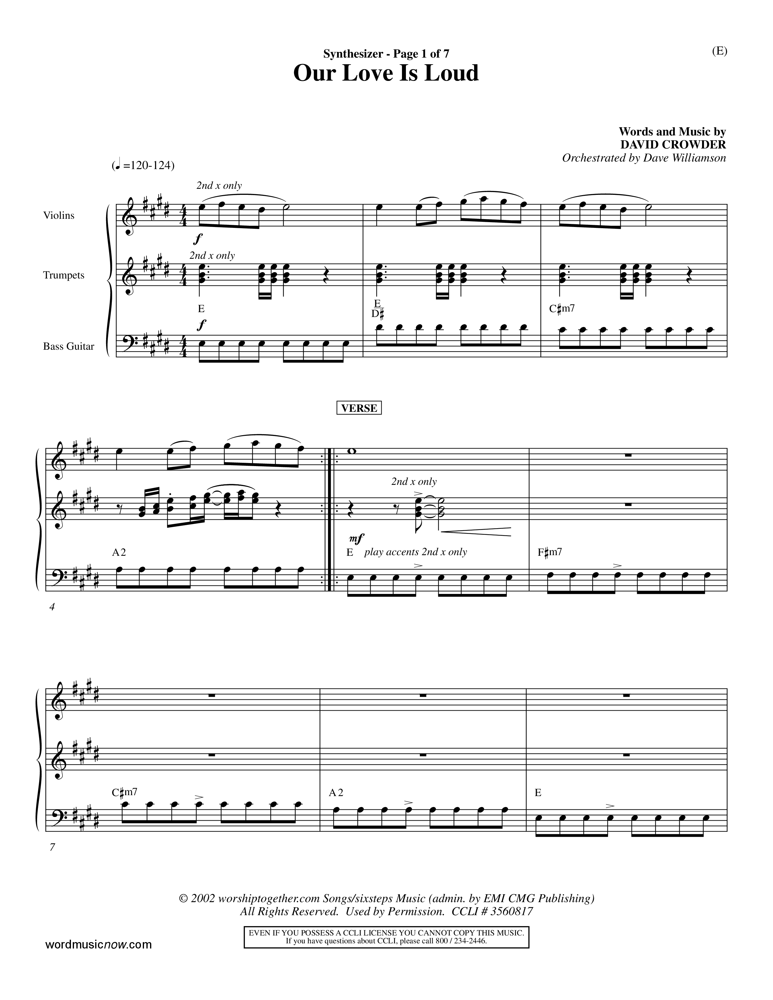 Our Love Is Loud (Choral Anthem SATB) Synth (Word Music Choral / Orch. Dave Williamson)
