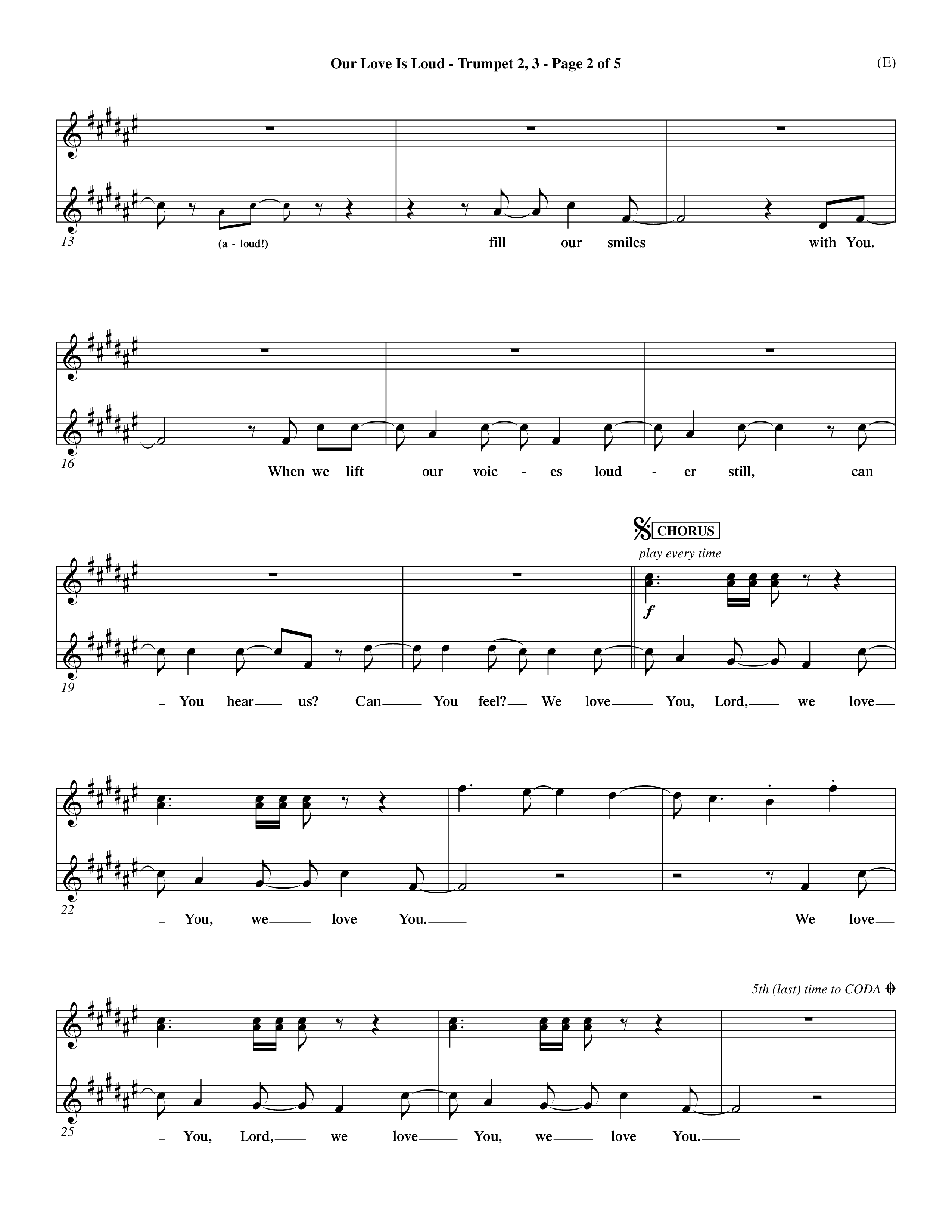 Our Love Is Loud (Choral Anthem SATB) Trumpet 2/3 (Word Music Choral / Orch. Dave Williamson)