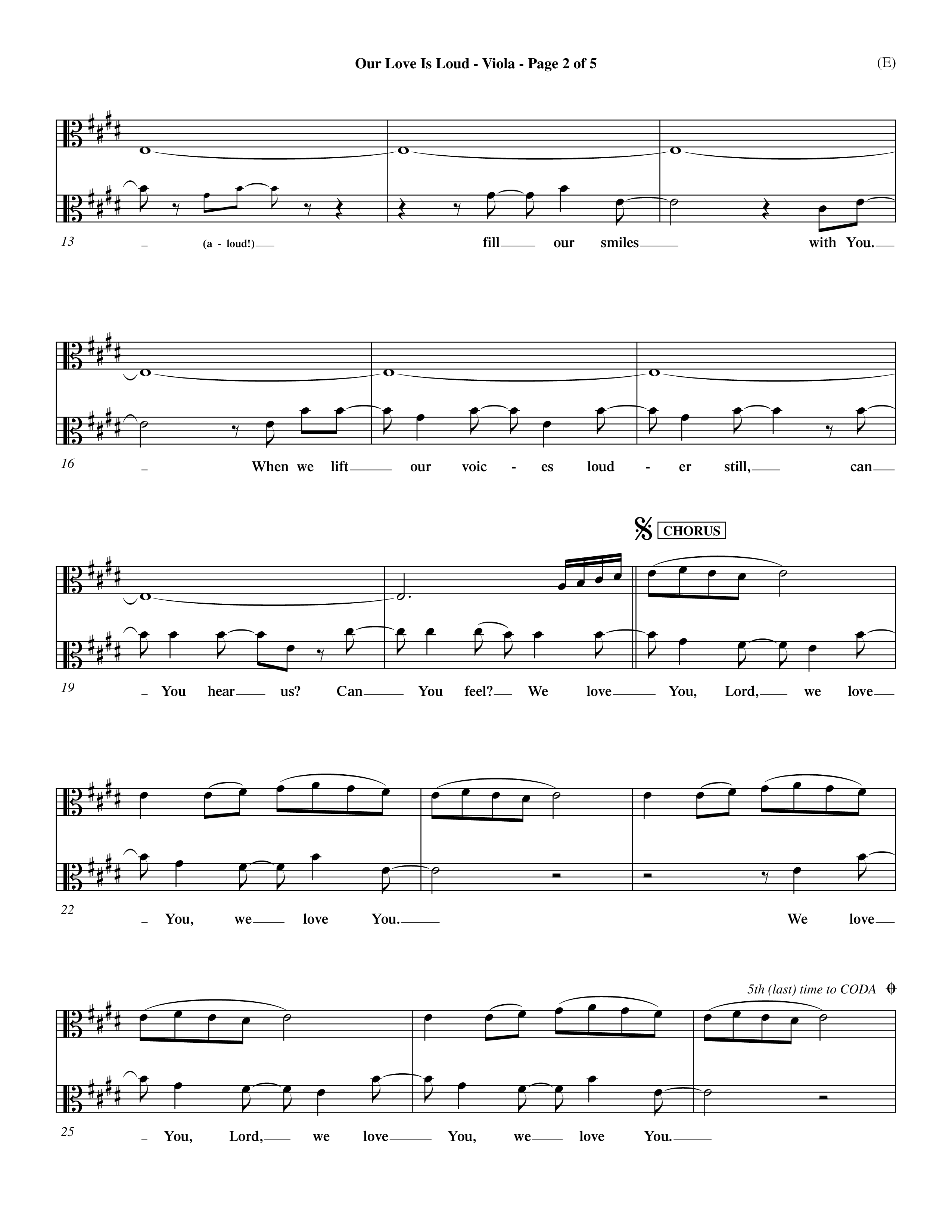 Our Love Is Loud (Choral Anthem SATB) Viola (Word Music Choral / Orch. Dave Williamson)