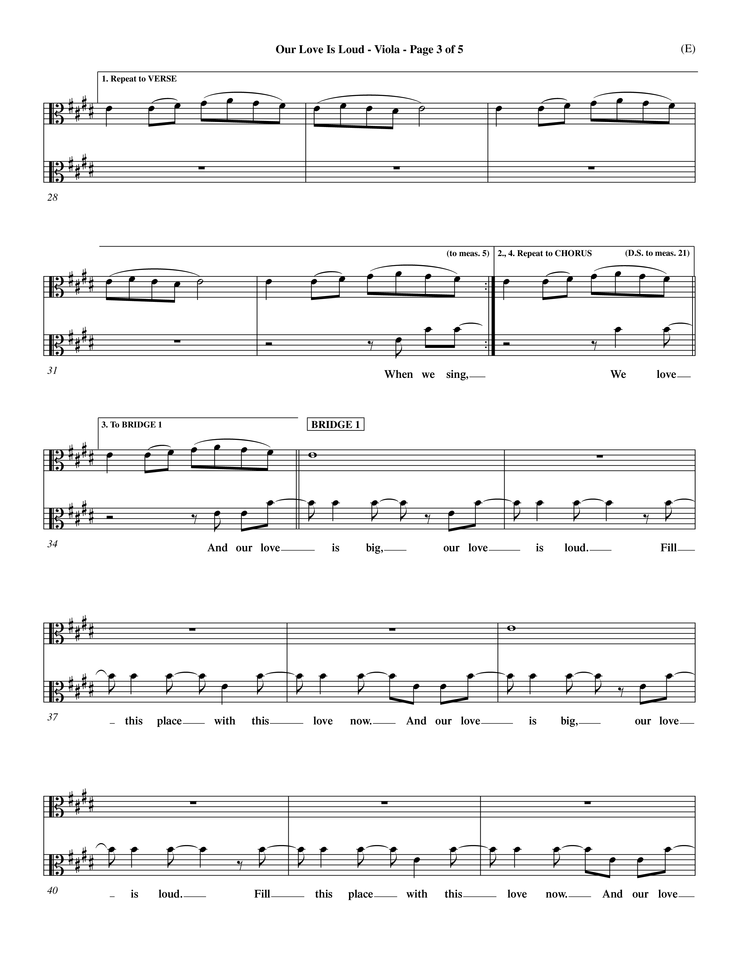 Our Love Is Loud (Choral Anthem SATB) Viola (Word Music Choral / Orch. Dave Williamson)