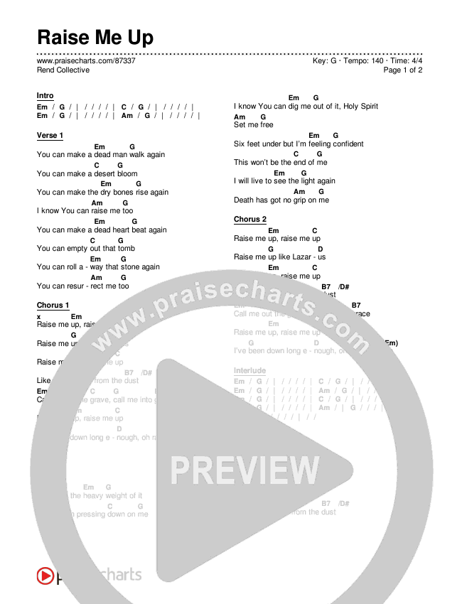 Raise Me Up Chords & Lyrics (Rend Collective)