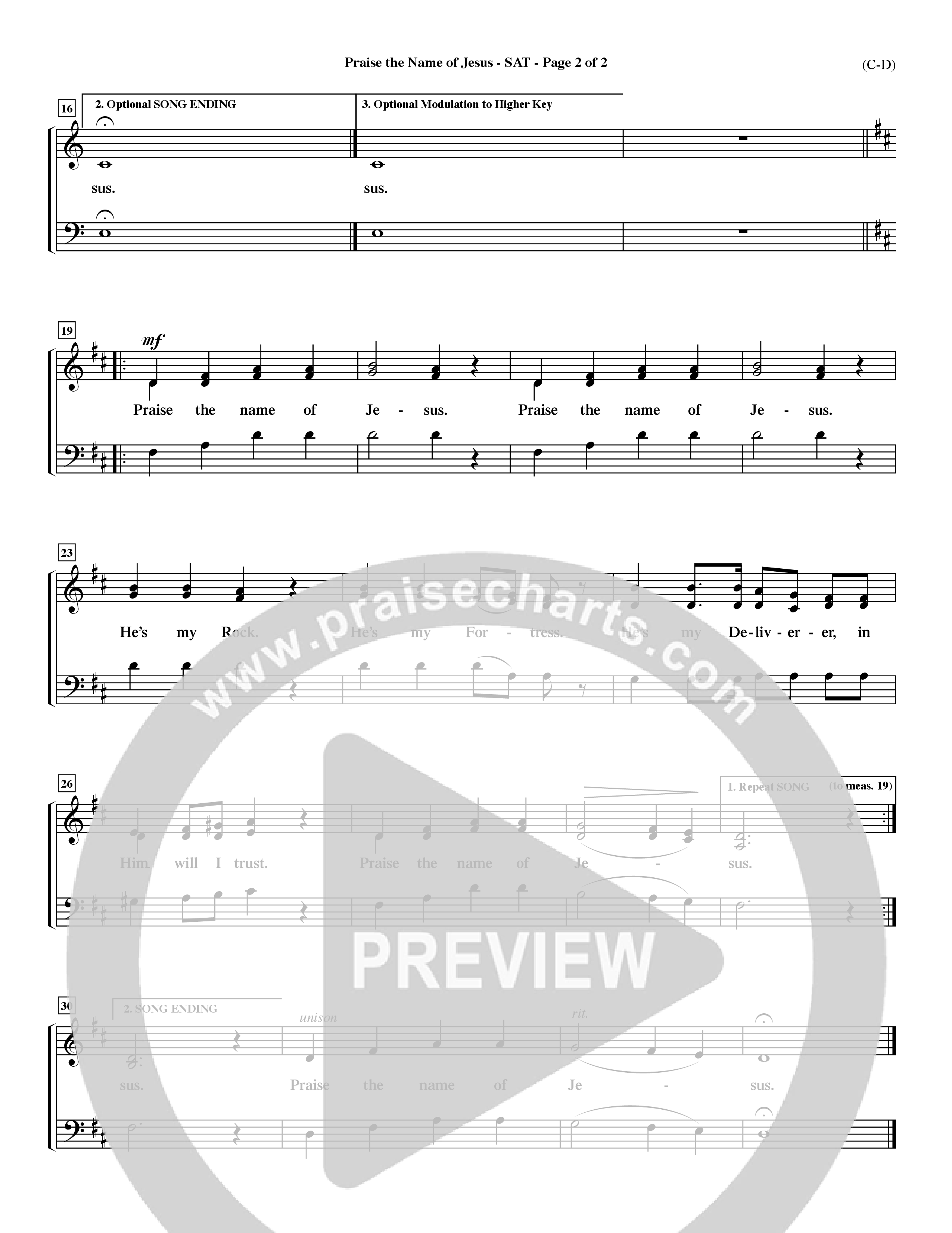 Praise The Name Of Jesus (Choral Anthem SATB) Lead Sheet (SAT) (Word Music Choral / Orch. Ed Dickinson / Orch. Paul Nelson)