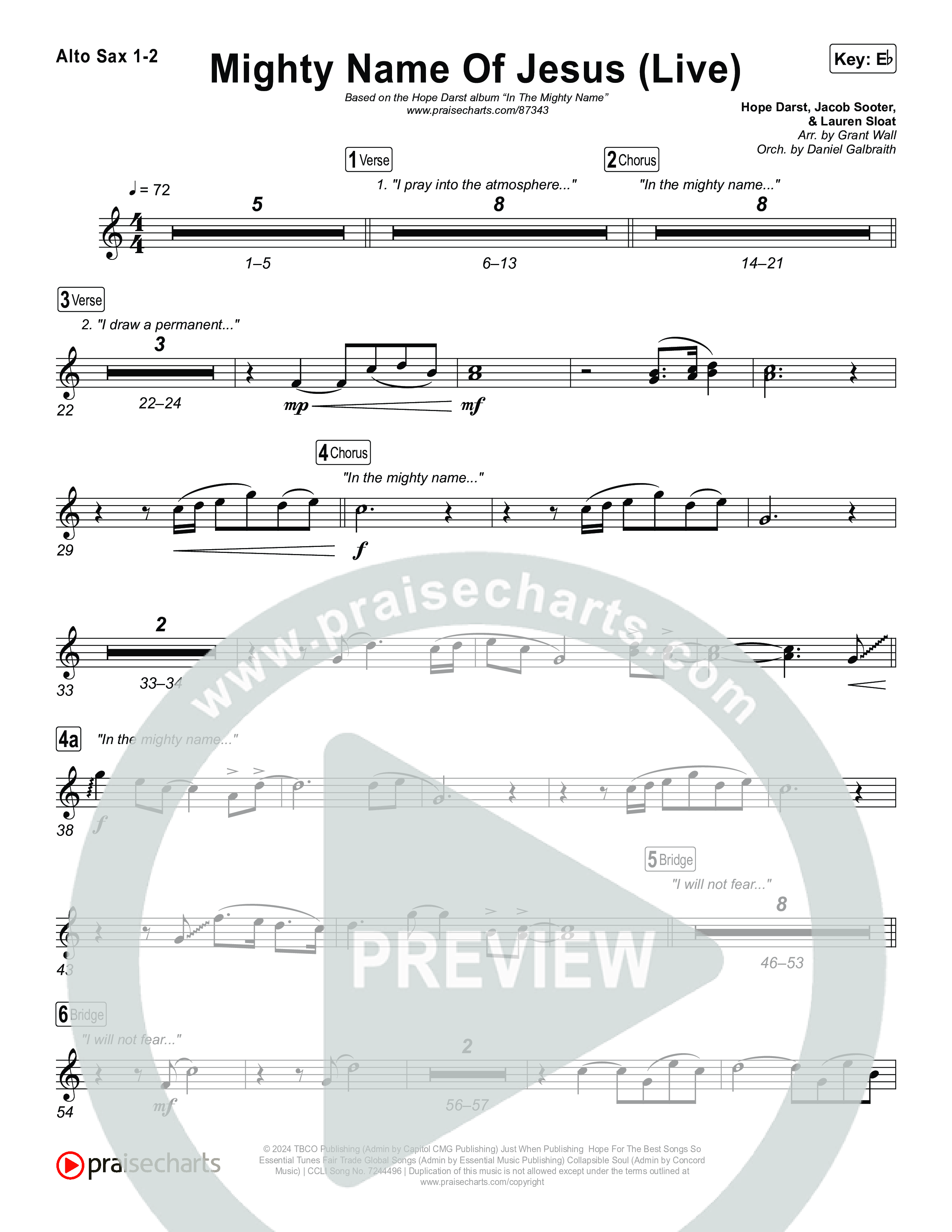 Mighty Name Of Jesus (Live) Sax Pack (Hope Darst)