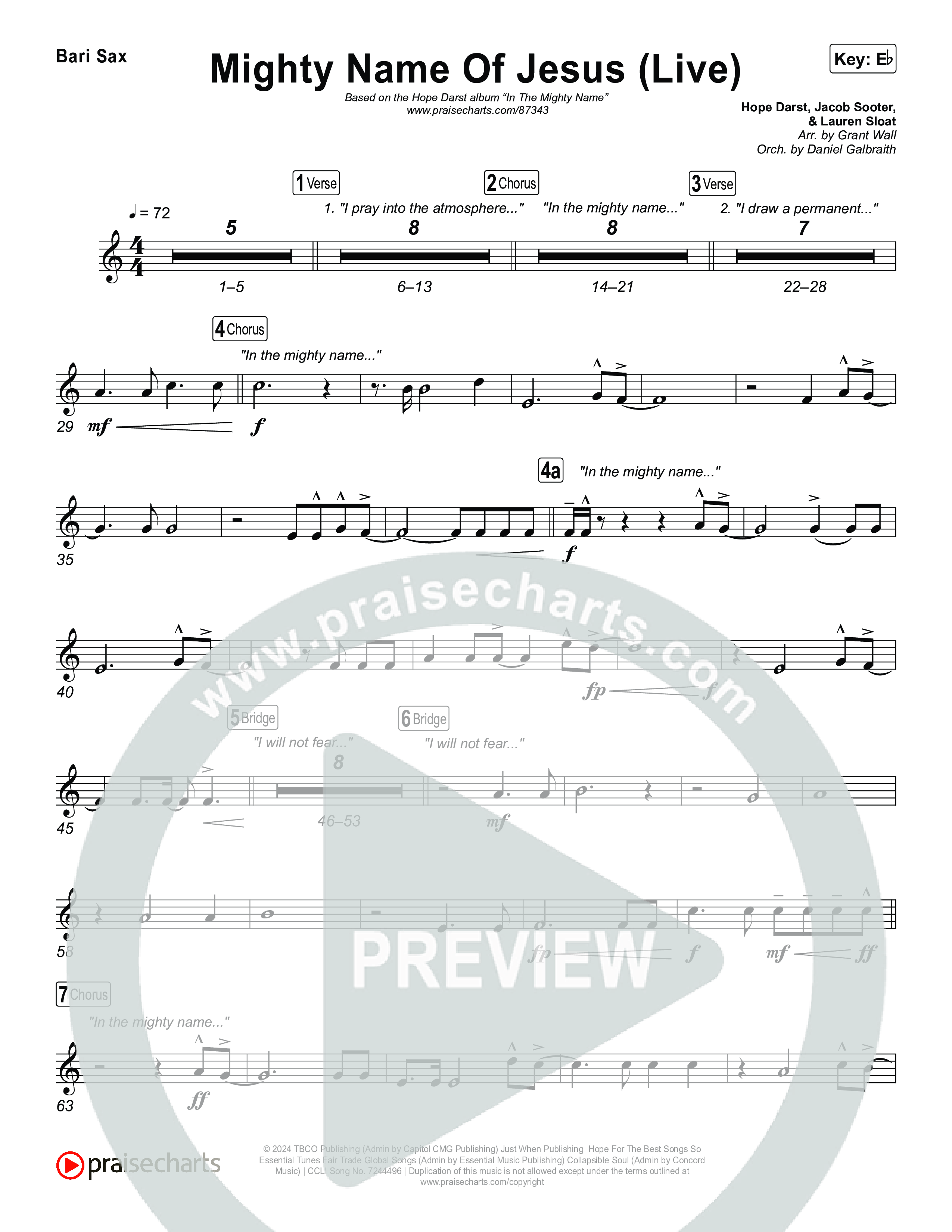 Mighty Name Of Jesus (Live) Bari Sax (Hope Darst)