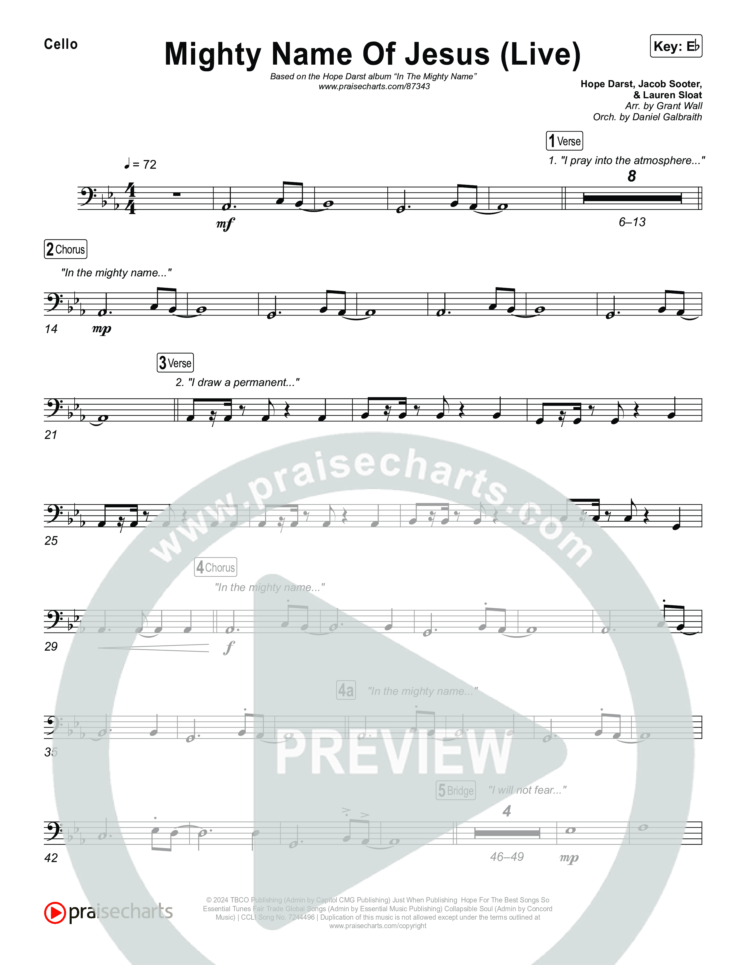 Mighty Name Of Jesus (Live) Cello (Hope Darst)