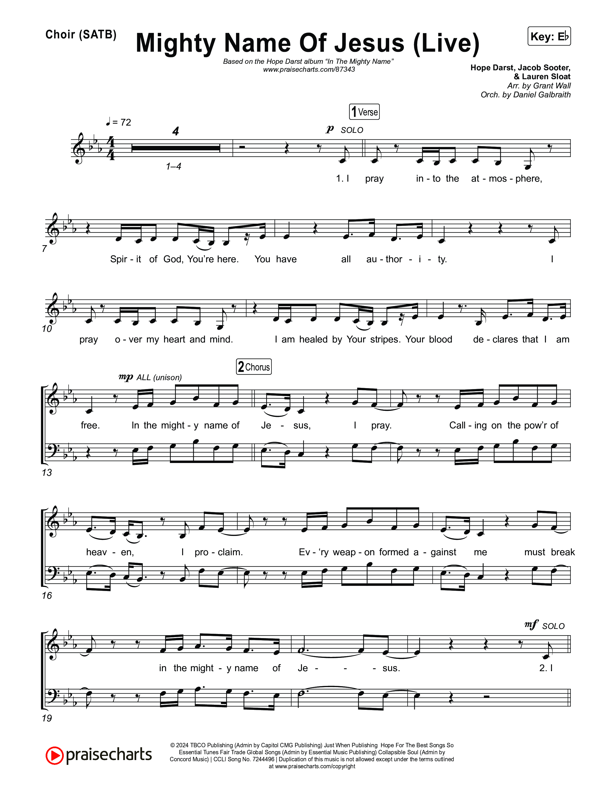 Mighty Name Of Jesus (Live) Choir Sheet (SATB) (Hope Darst)