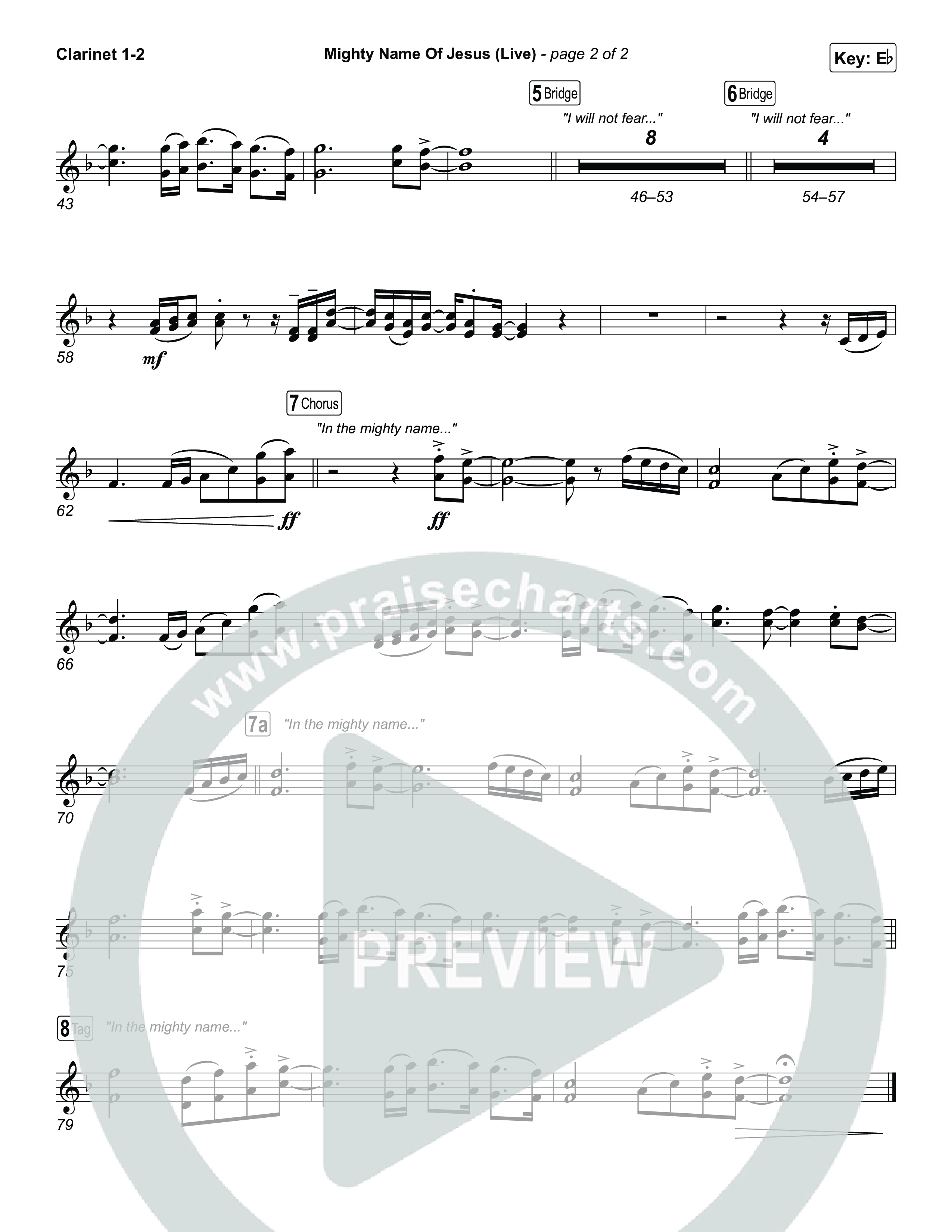 Mighty Name Of Jesus (Live) Clarinet 1,2 (Hope Darst)