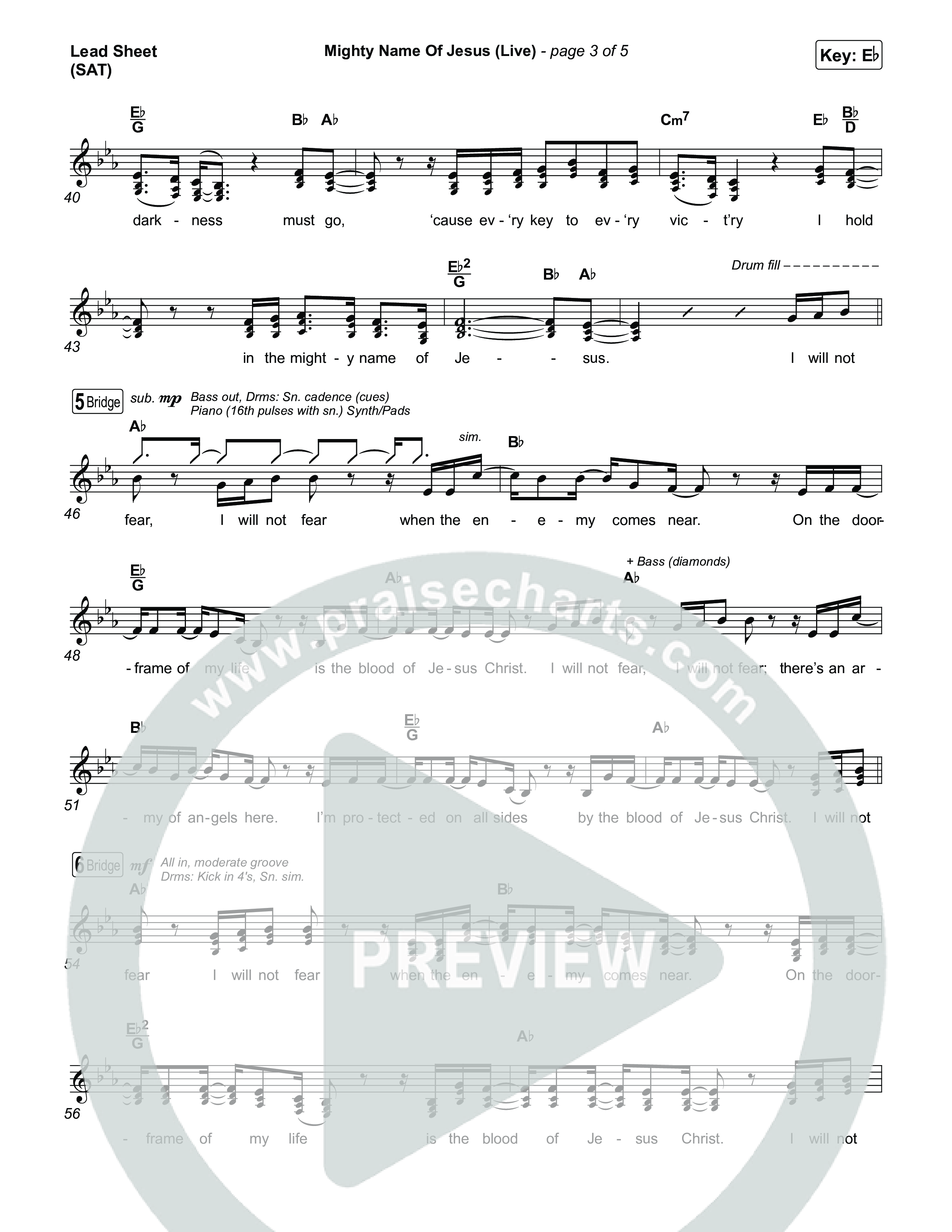 Mighty Name Of Jesus (Live) Lead Sheet (SAT) (Hope Darst)