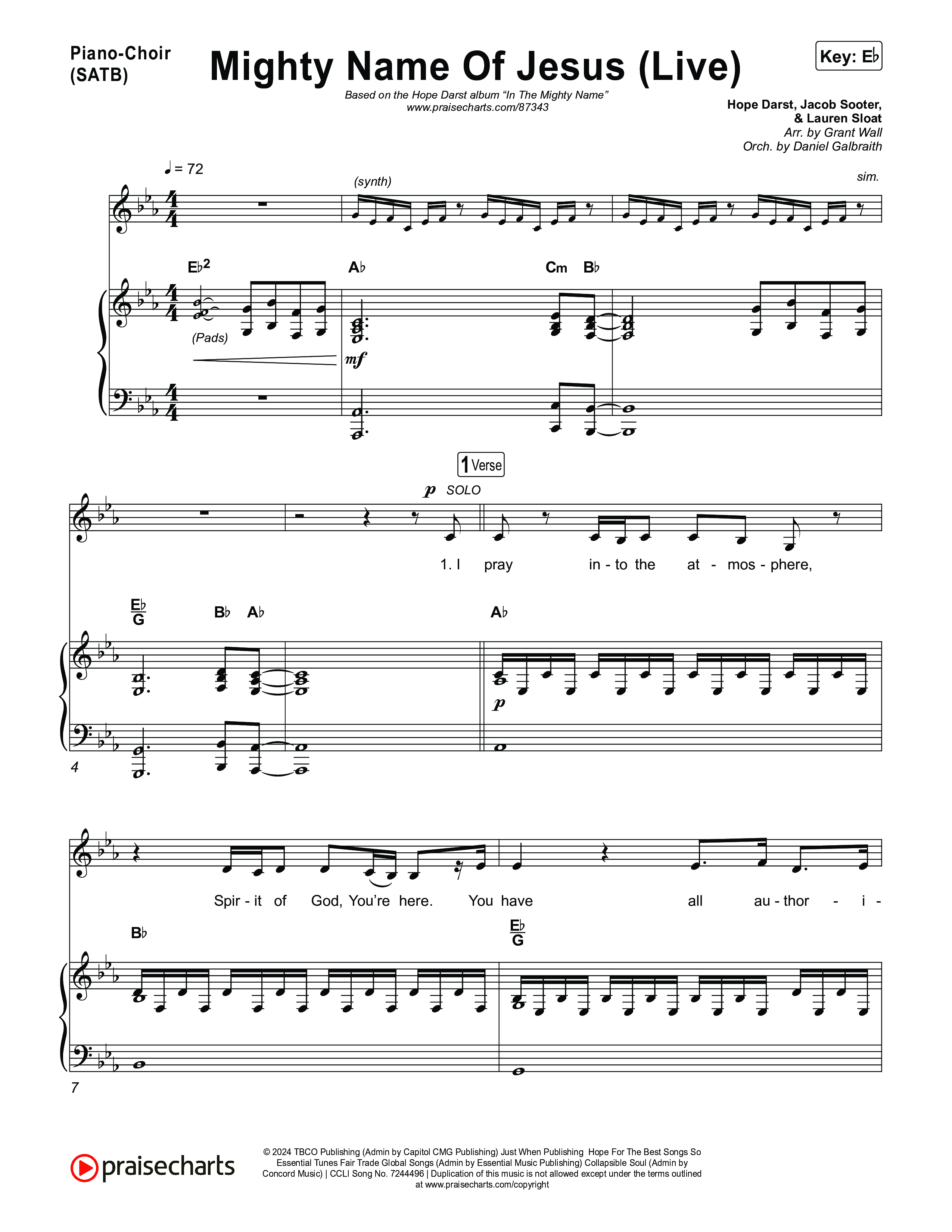 Mighty Name Of Jesus (Live) Piano/Vocal (SATB) (Hope Darst)