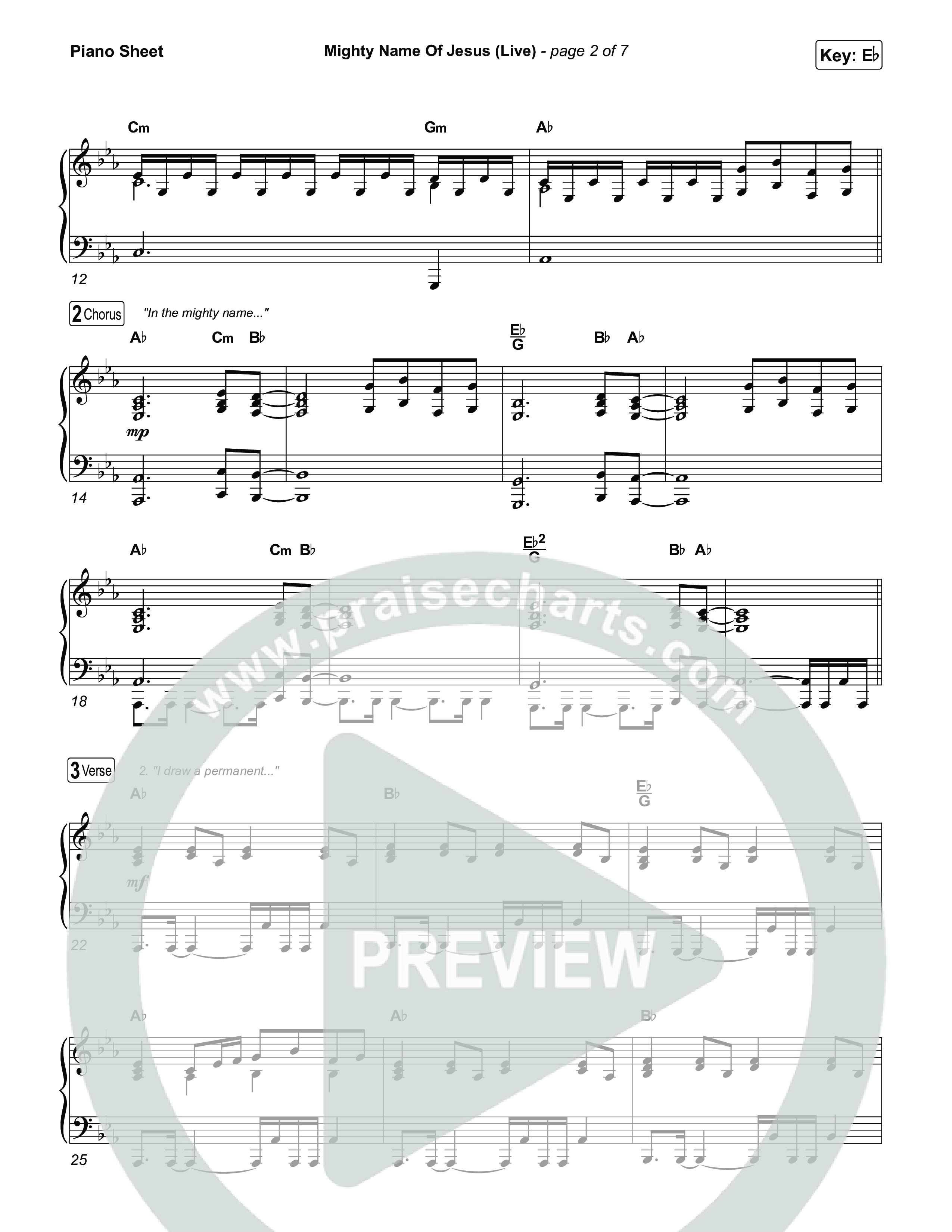 Mighty Name Of Jesus (Live) Piano Sheet (Hope Darst)