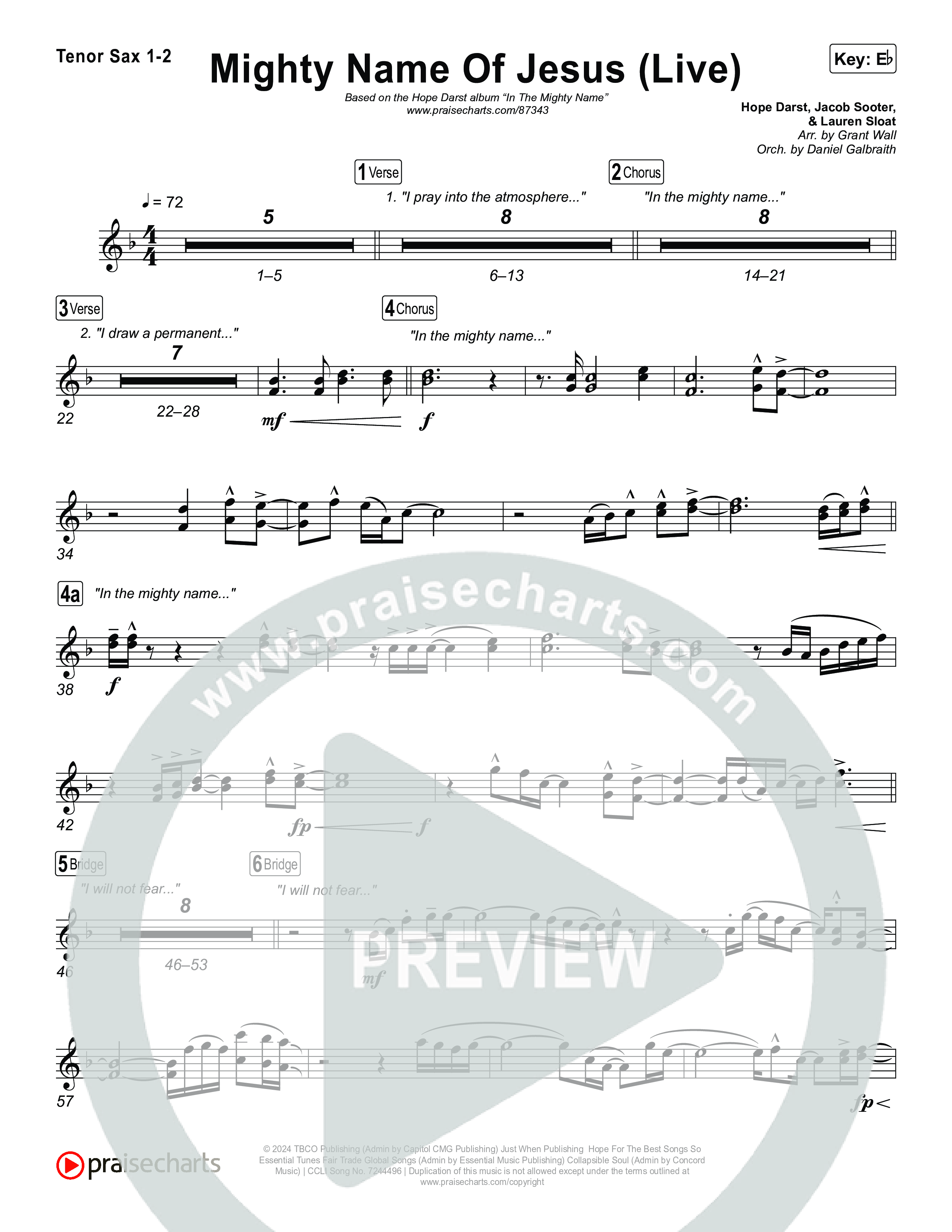 Mighty Name Of Jesus (Live) Sax Pack (Hope Darst)