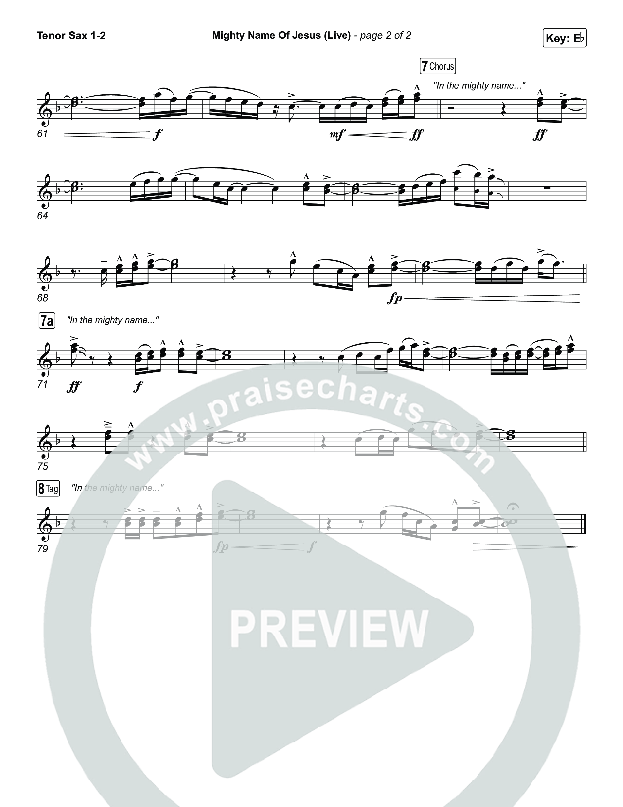 Mighty Name Of Jesus (Live) Tenor Sax 1,2 (Hope Darst)