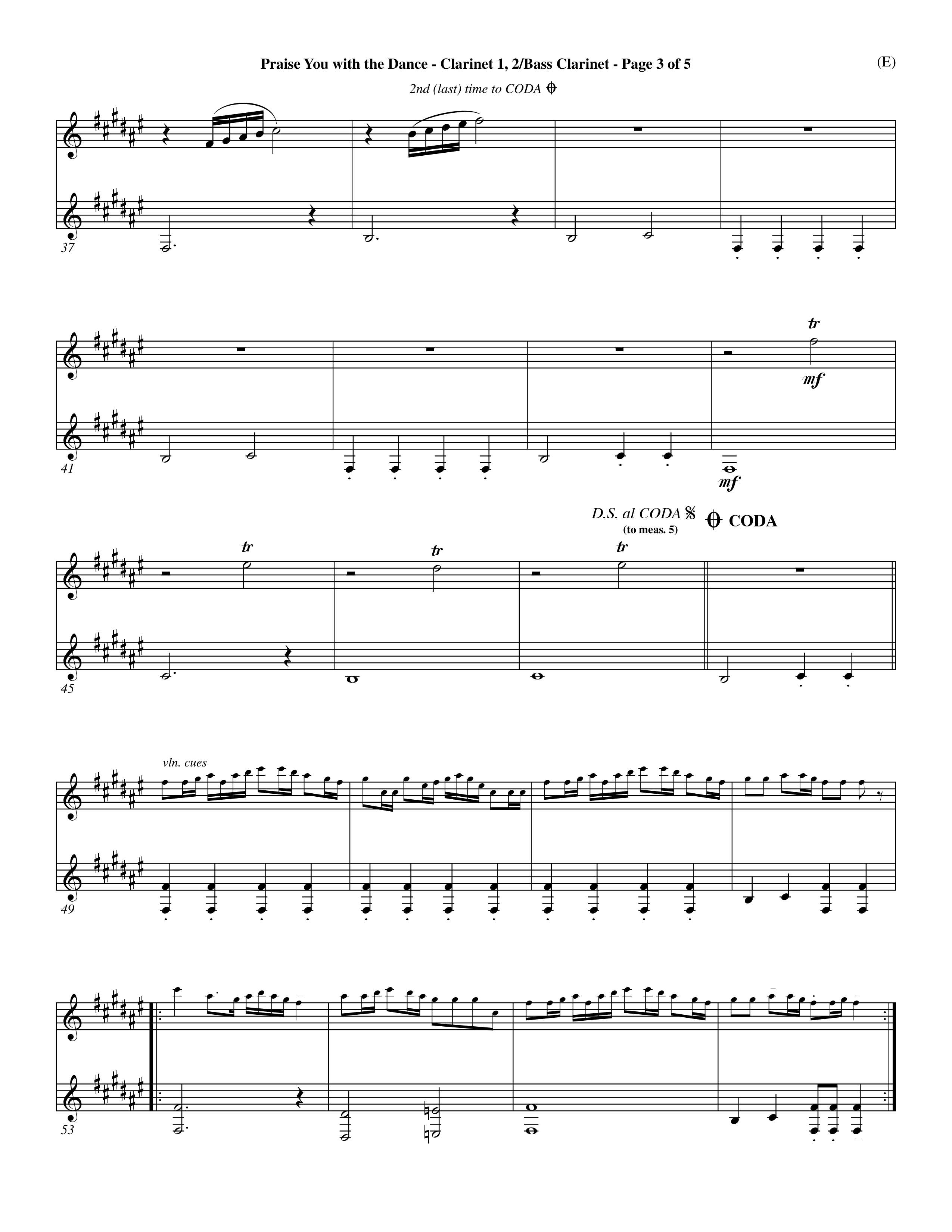 Praise You With The Dance (Choral Anthem SATB) Clarinet 1/2, Bass Clarinet (Word Music Choral / Orch. Dave Williamson)