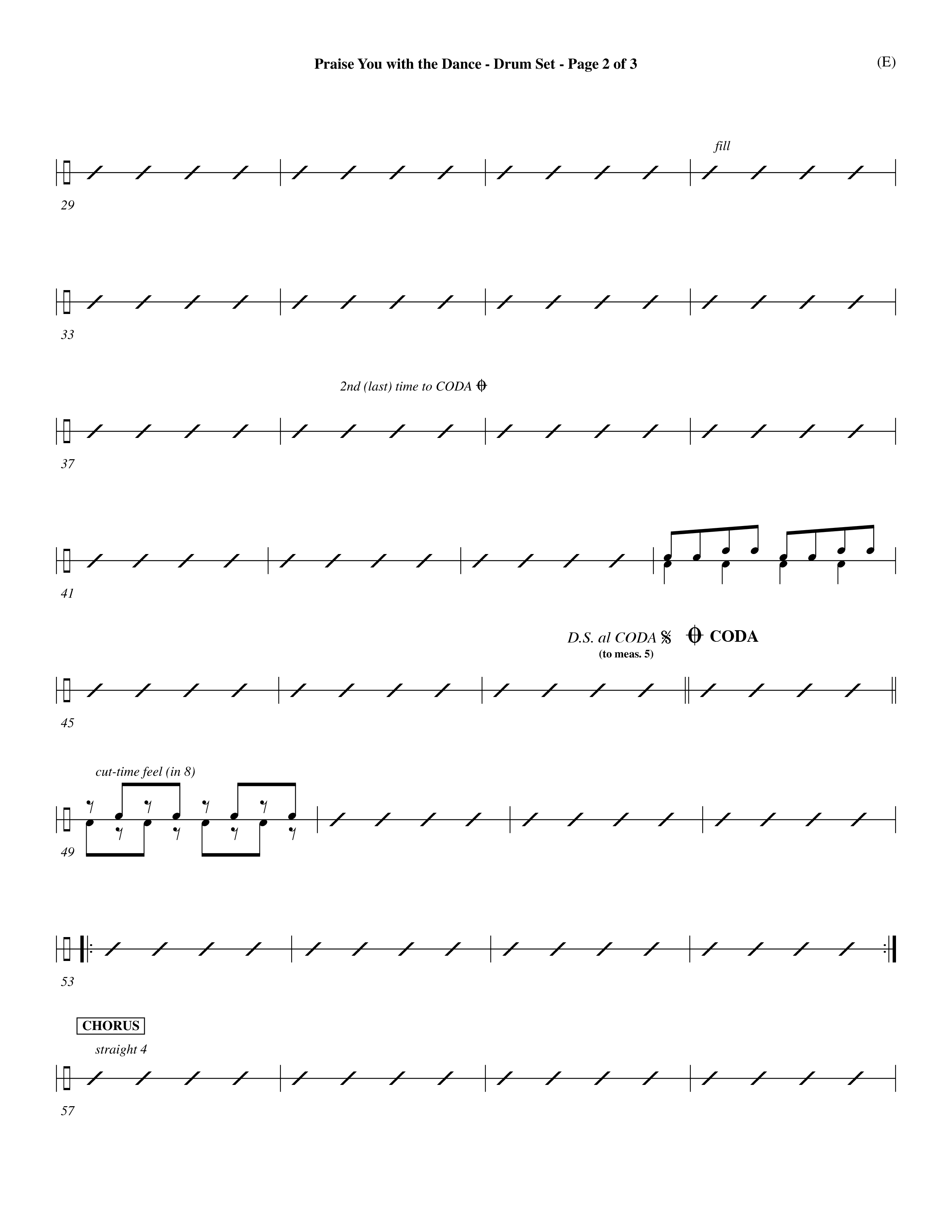 Praise You With The Dance (Choral Anthem SATB) Drum Set (Word Music Choral / Orch. Dave Williamson)