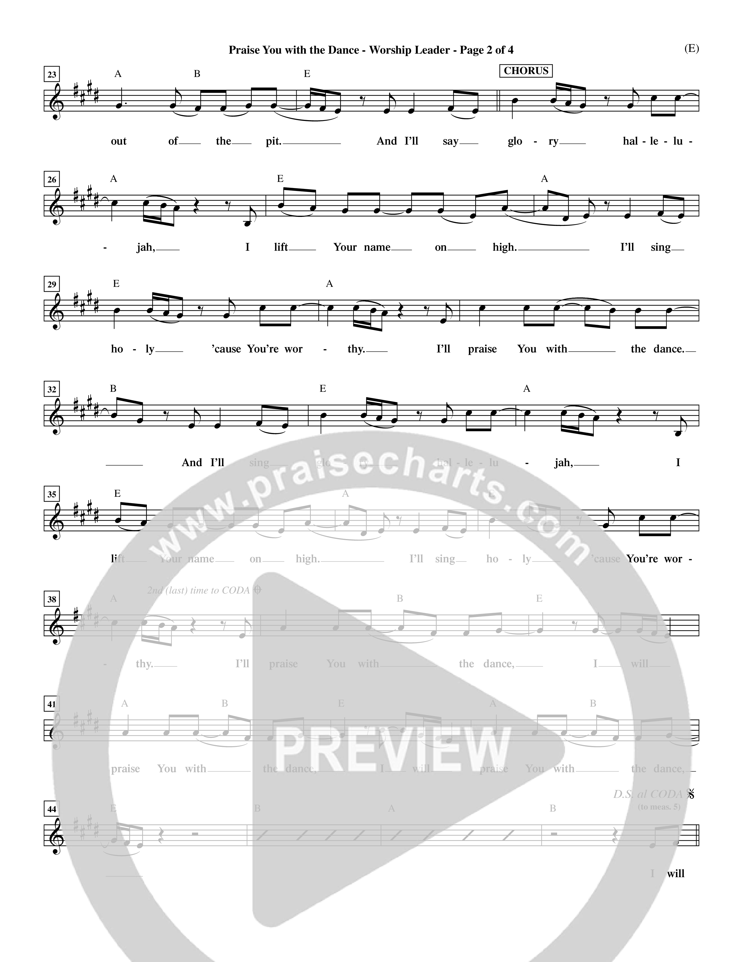 Praise You With The Dance (Choral Anthem SATB) Lead Sheet (Mel) (Word Music Choral / Orch. Dave Williamson)