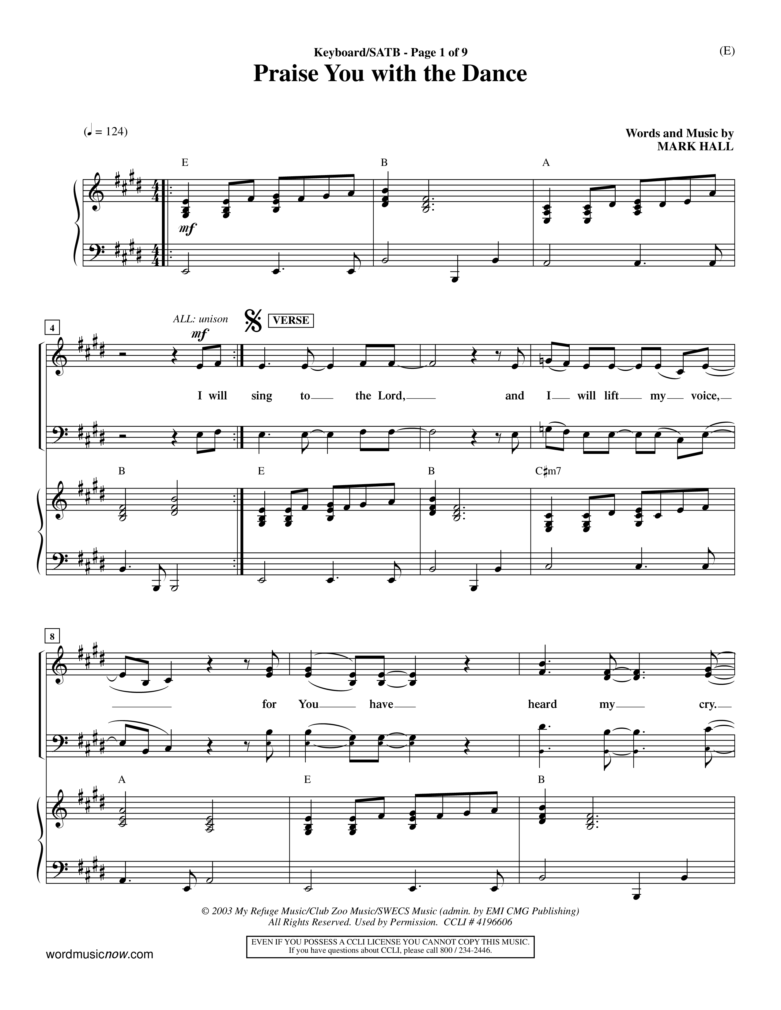 Praise You With The Dance (Choral Anthem SATB) Keyboard/Vocal (SATB) (Word Music Choral / Orch. Dave Williamson)