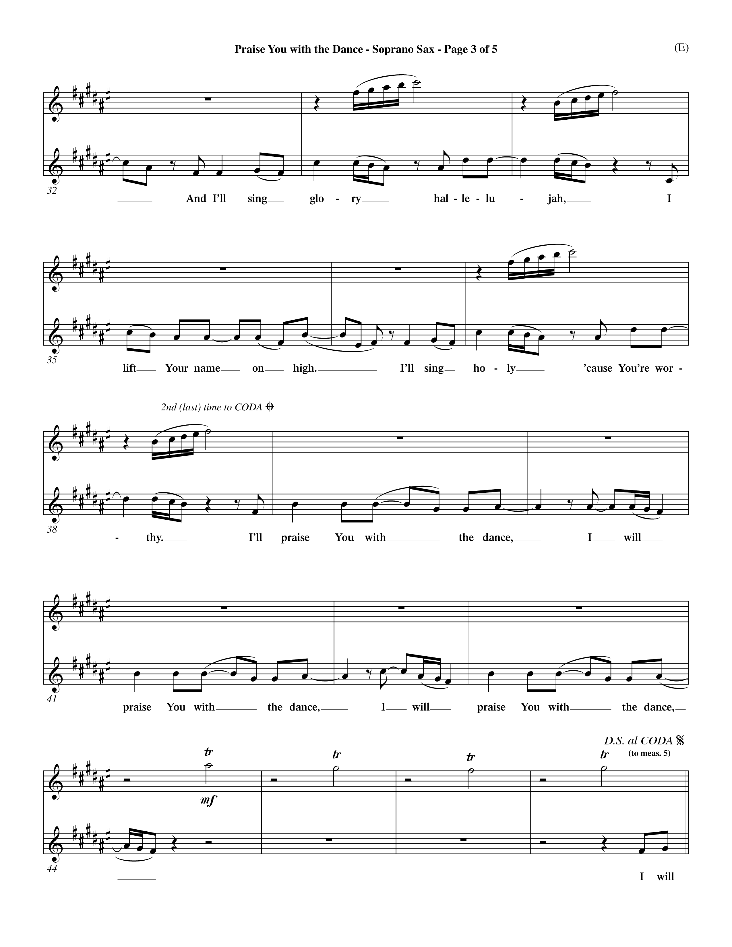 Praise You With The Dance (Choral Anthem SATB) Saxophone (Word Music Choral / Orch. Dave Williamson)