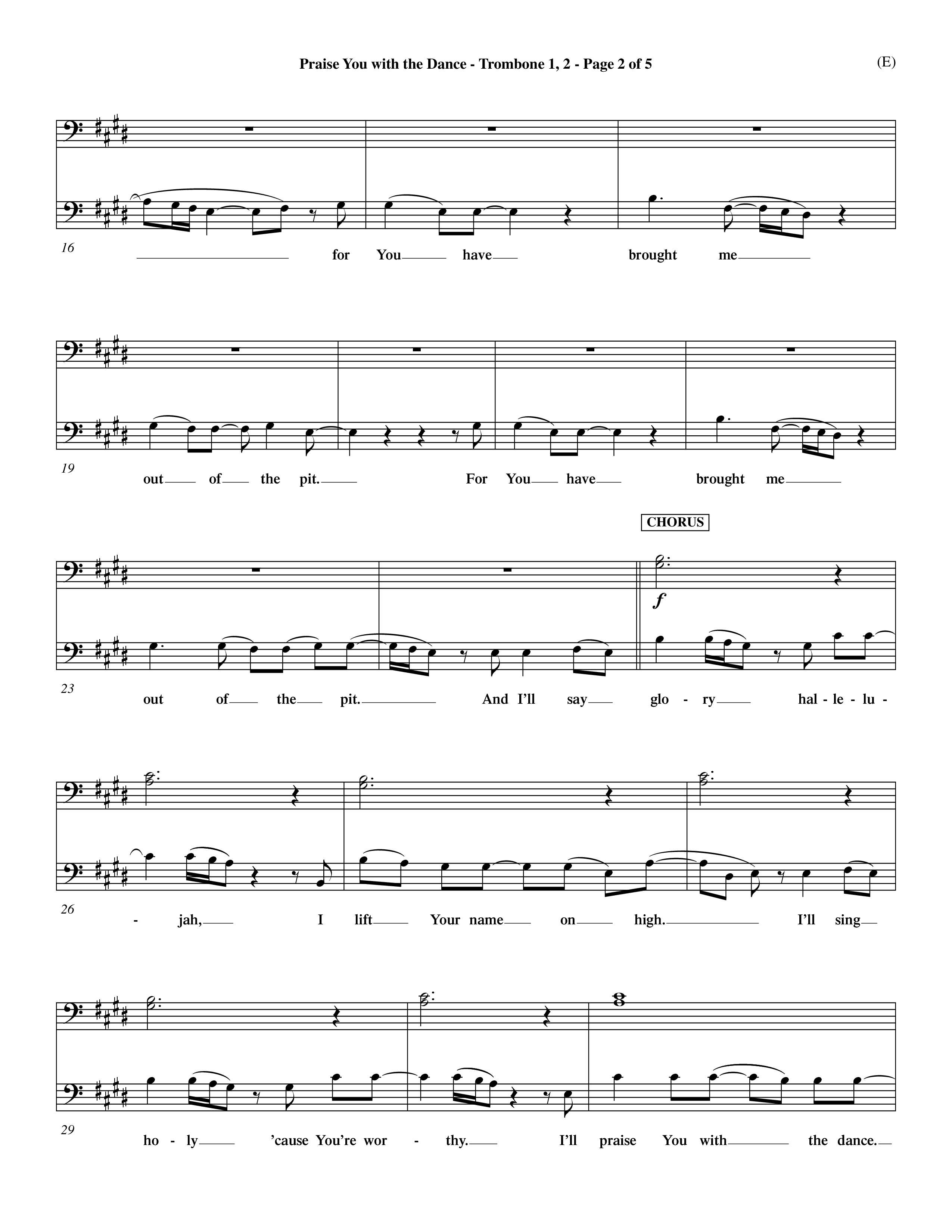 Praise You With The Dance (Choral Anthem SATB) Trombone 1/2 (Word Music Choral / Orch. Dave Williamson)