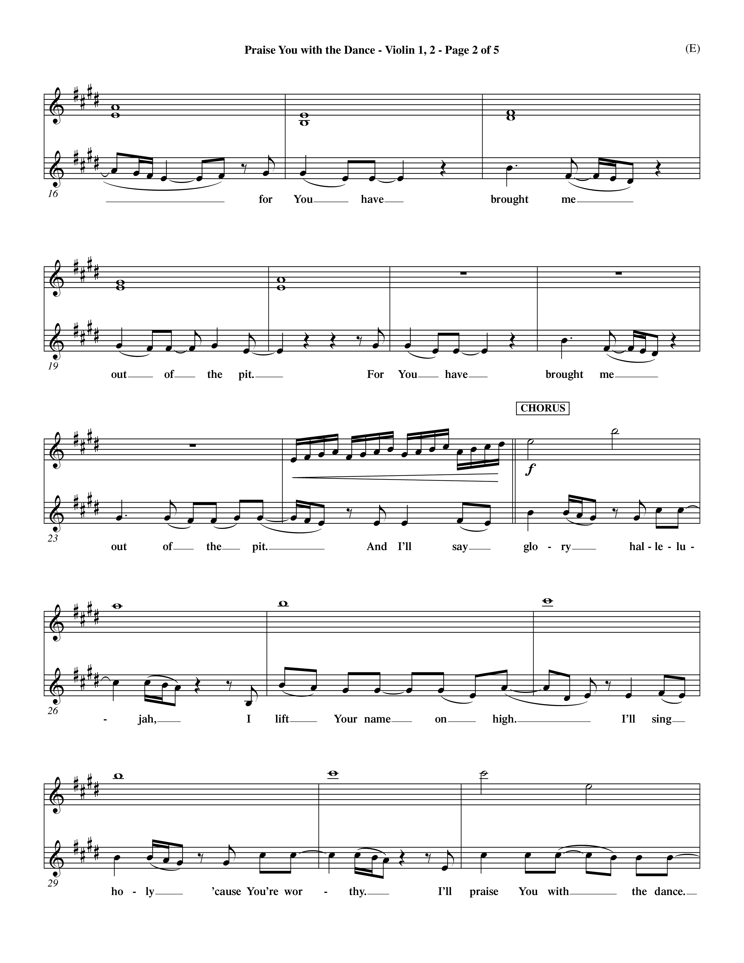 Praise You With The Dance (Choral Anthem SATB) Violin 1/2 (Word Music Choral / Orch. Dave Williamson)