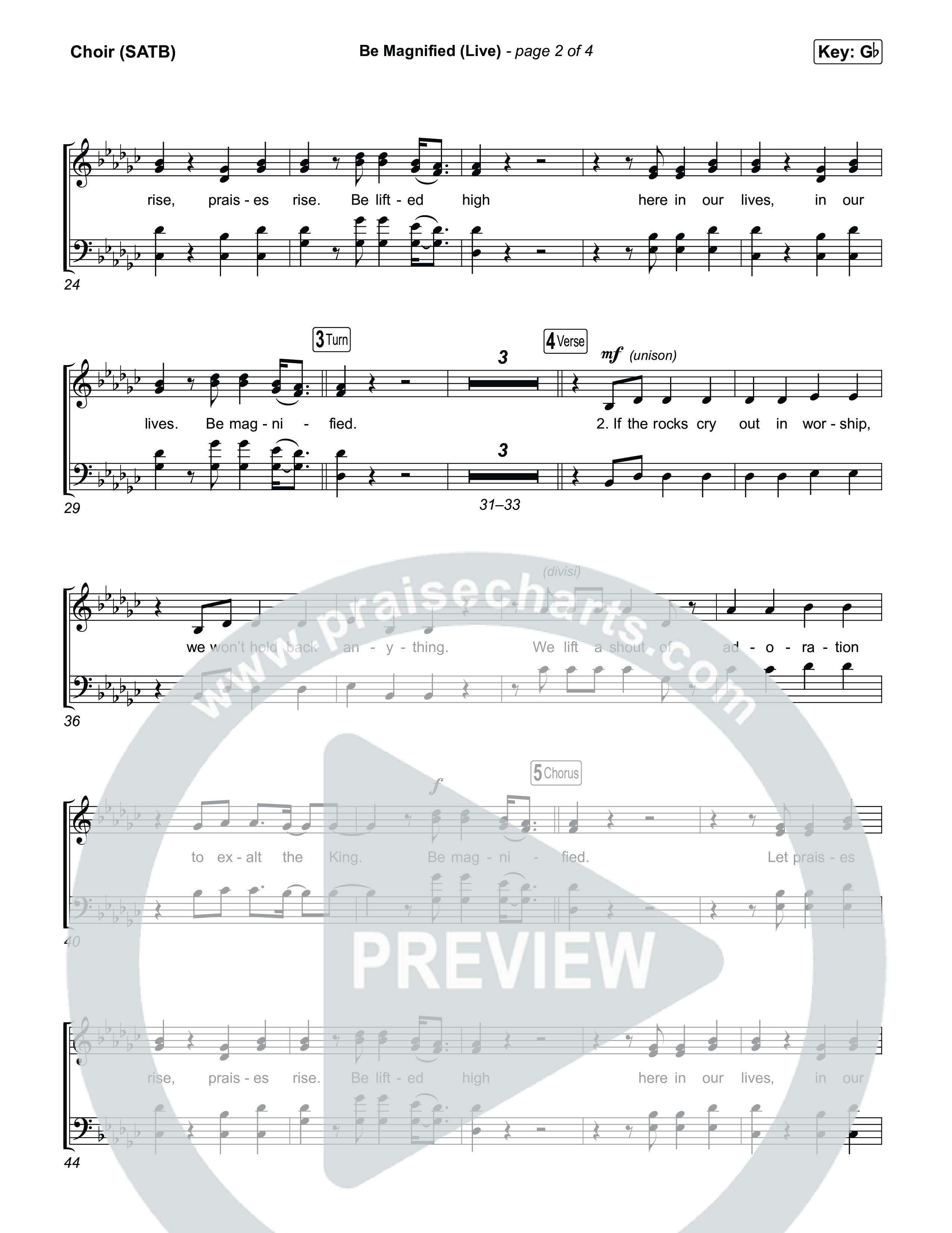 Be Magnified (Live) Choir Sheet (SATB) (Gateway Worship / Tracy Pratt)