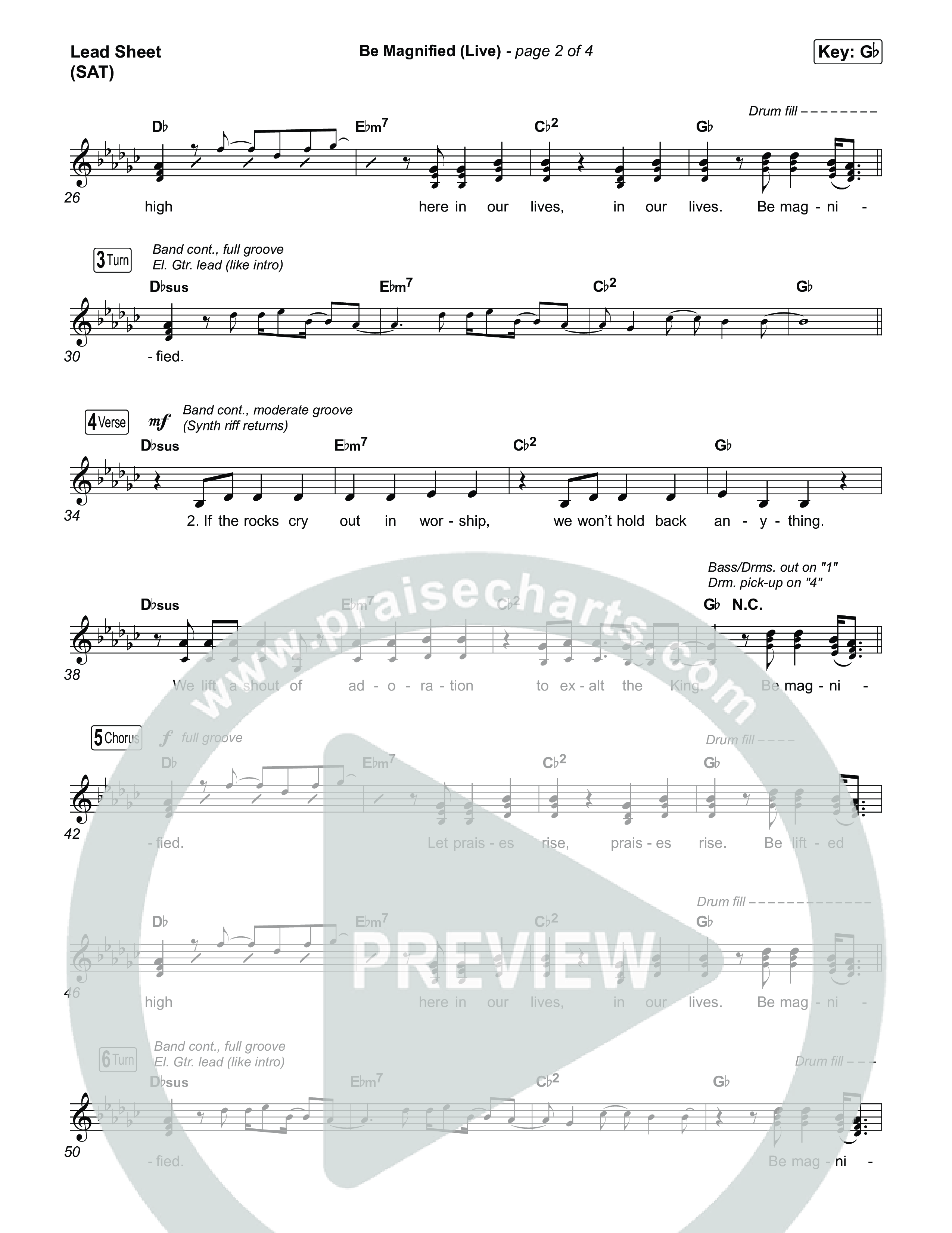 Be Magnified (Live) Lead Sheet (SAT) (Gateway Worship / Tracy Pratt)