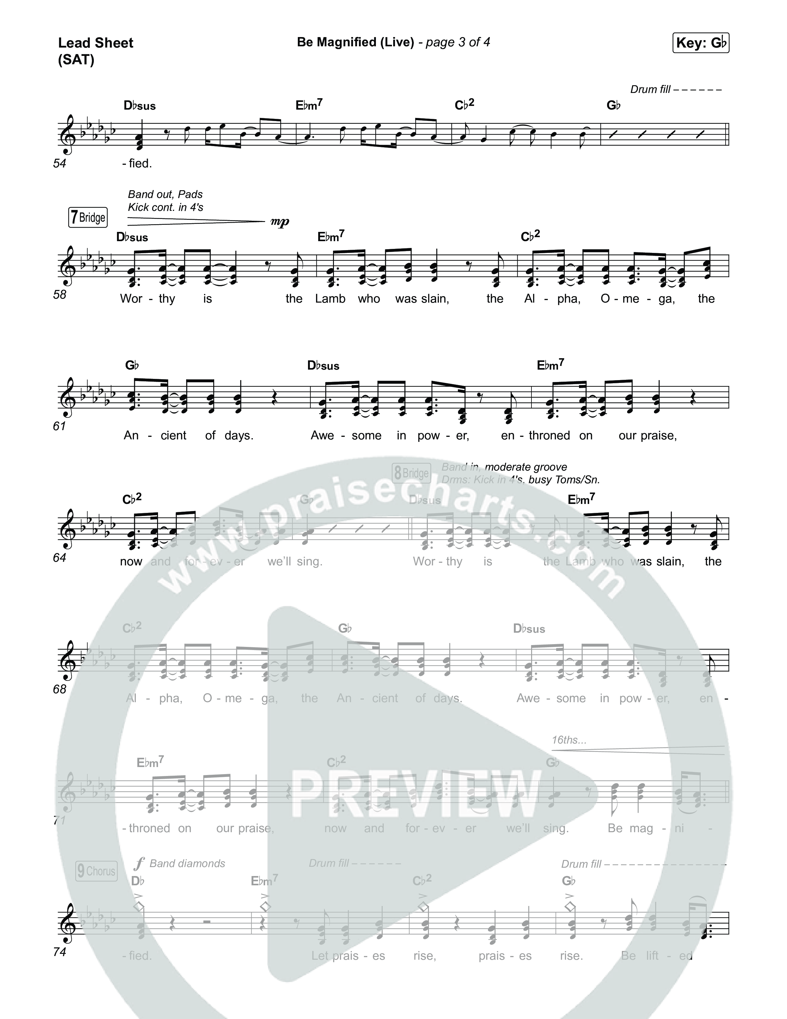 Be Magnified (Live) Lead Sheet (SAT) (Gateway Worship / Tracy Pratt)