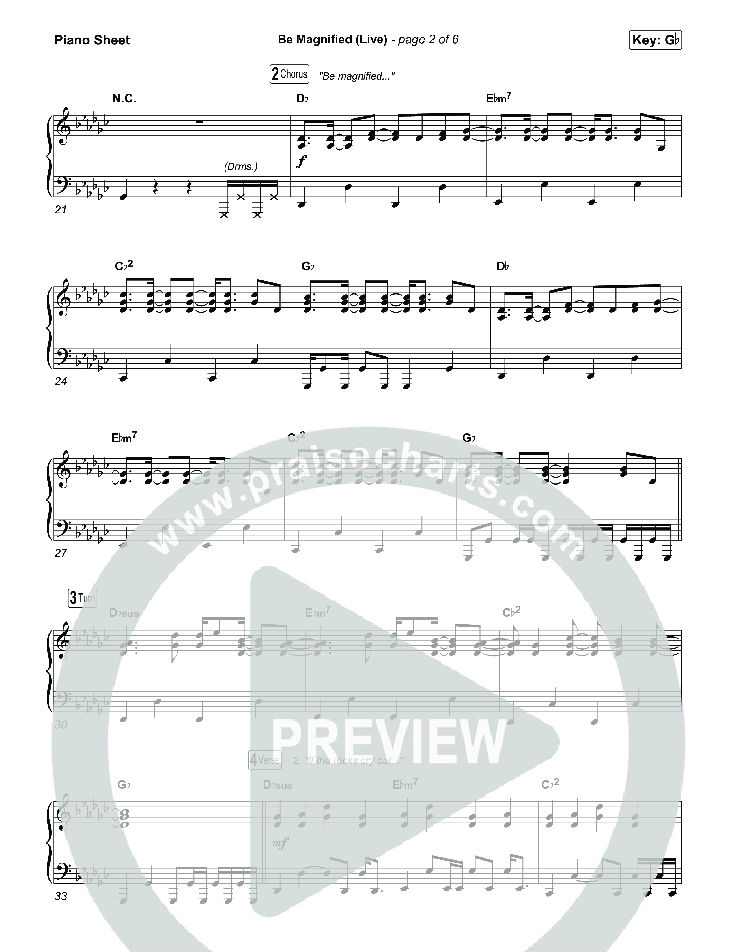 Be Magnified (Live) Piano Sheet (Gateway Worship / Tracy Pratt)