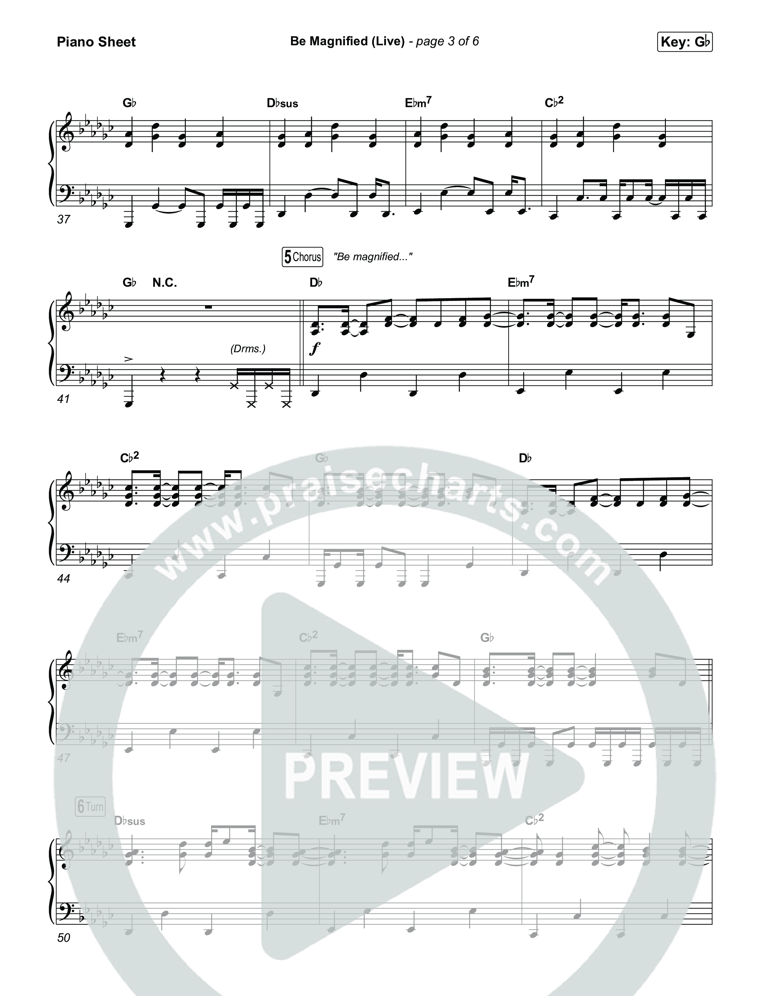 Be Magnified (Live) Piano Sheet (Gateway Worship / Tracy Pratt)