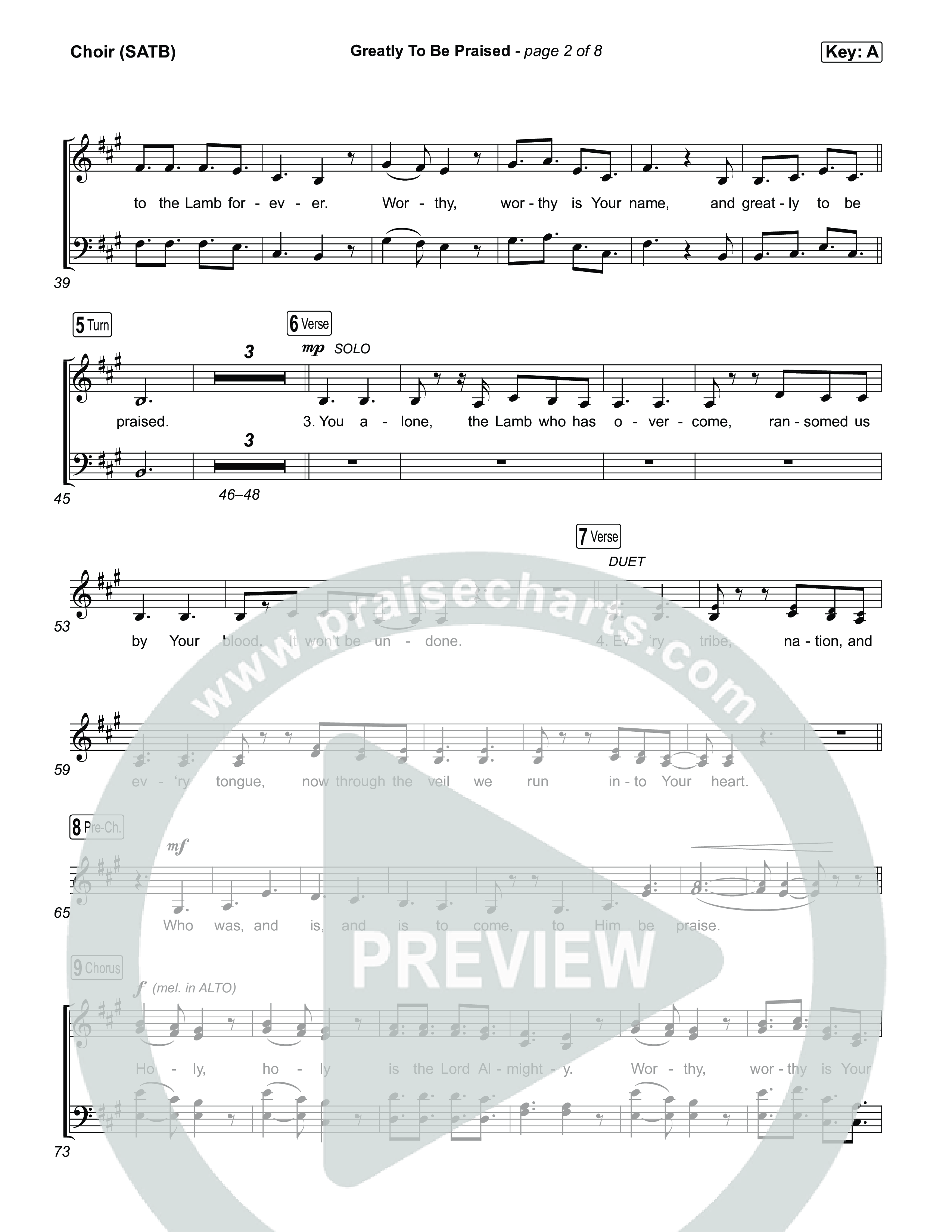 Greatly To Be Praised (Live) Choir Sheet (SATB) (Gateway Worship / Jessie Harris)