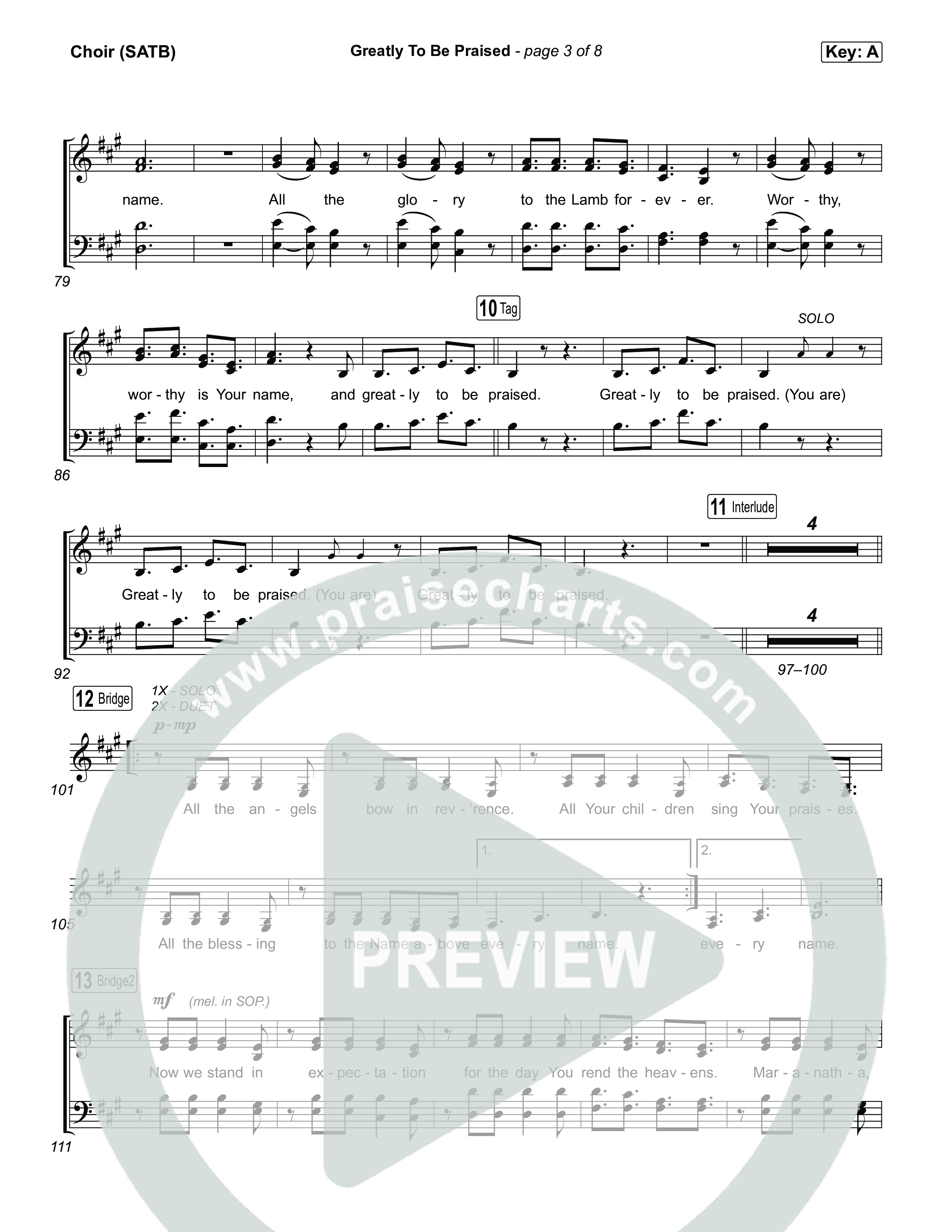 Greatly To Be Praised (Live) Choir Sheet (SATB) (Gateway Worship / Jessie Harris)