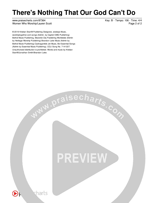 There's Nothing That Our God Can't Do (Live) Chords & Lyrics (Women Who Worship / Lauren Scott)