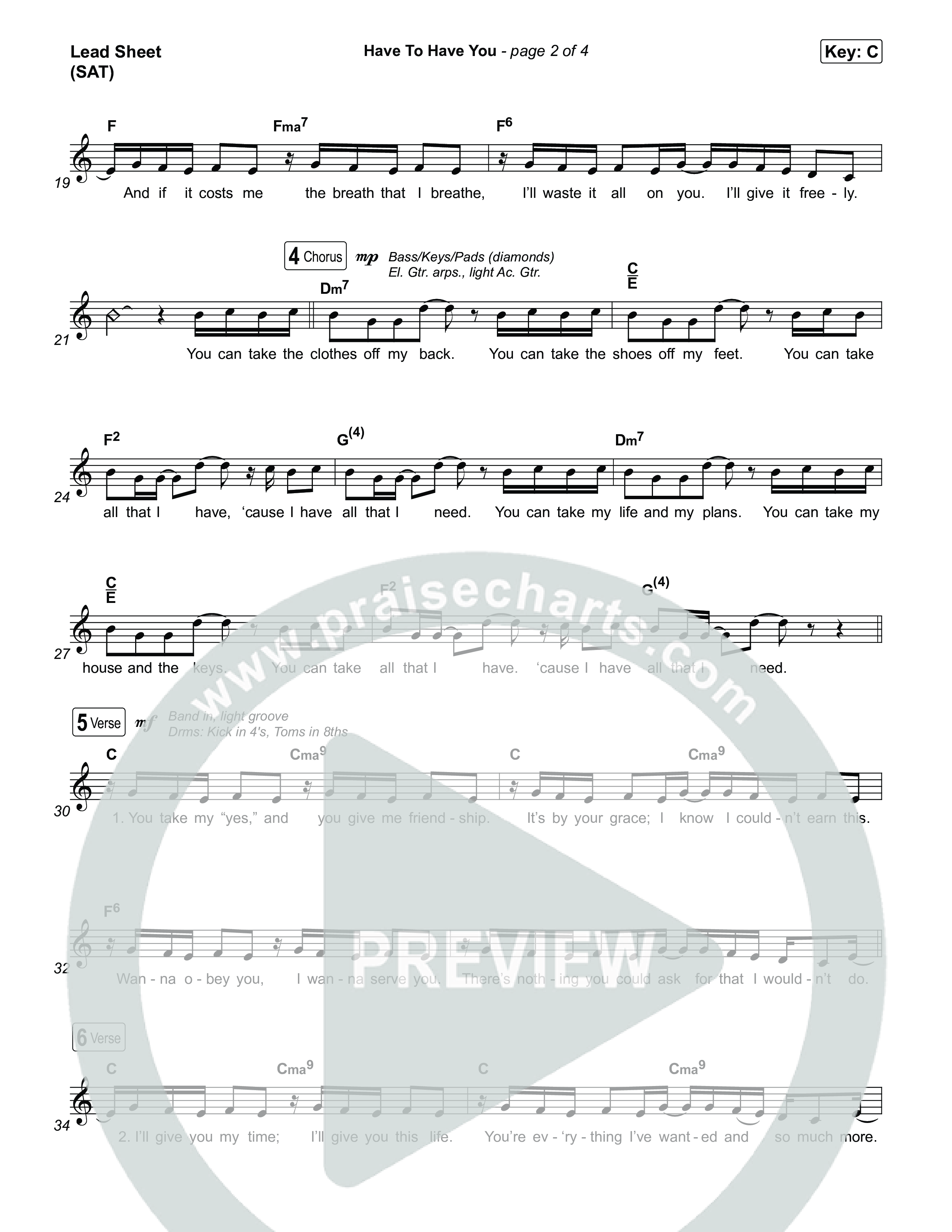 Have To Have You Lead Sheet (SAT) (Circuit Rider Music)