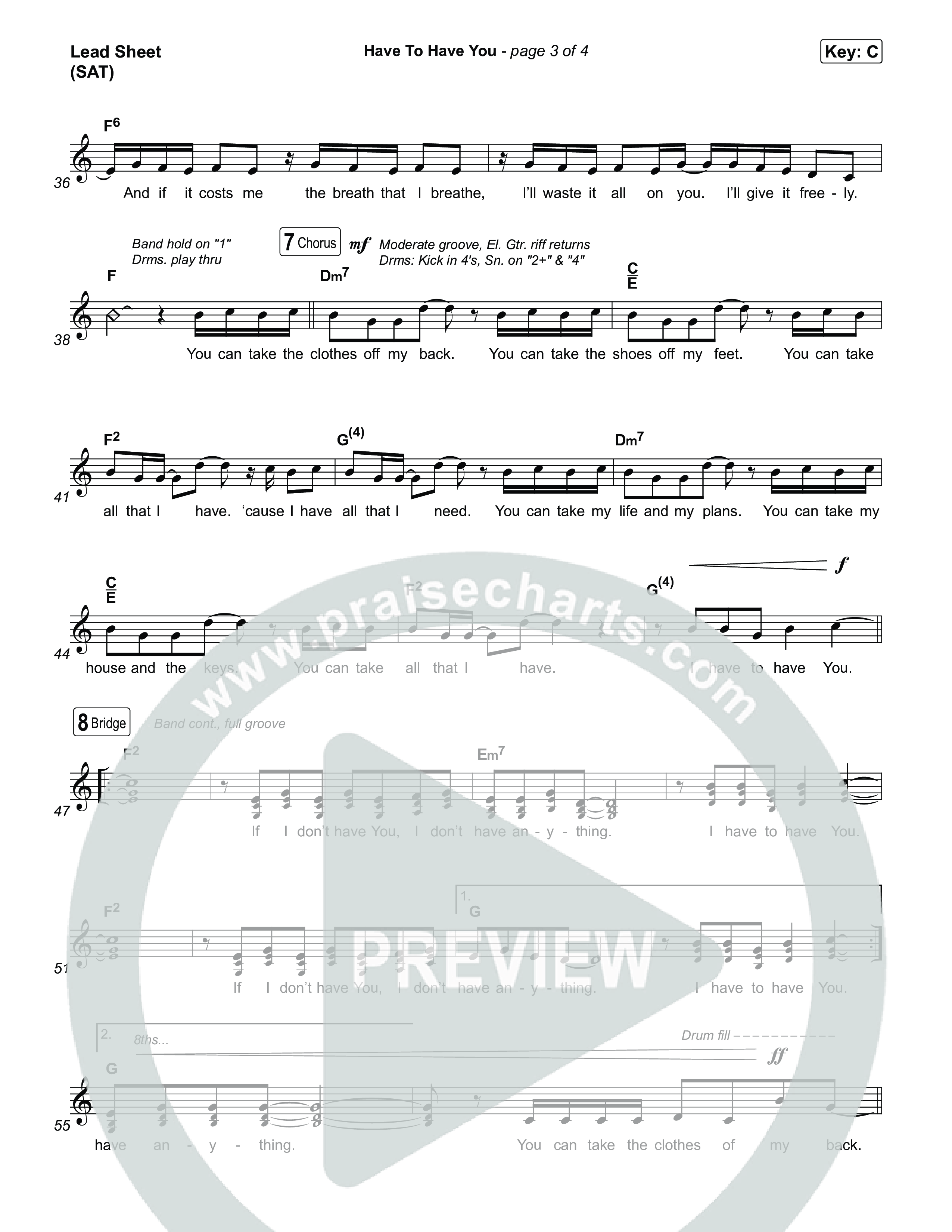 Have To Have You Lead Sheet (SAT) (Circuit Rider Music)