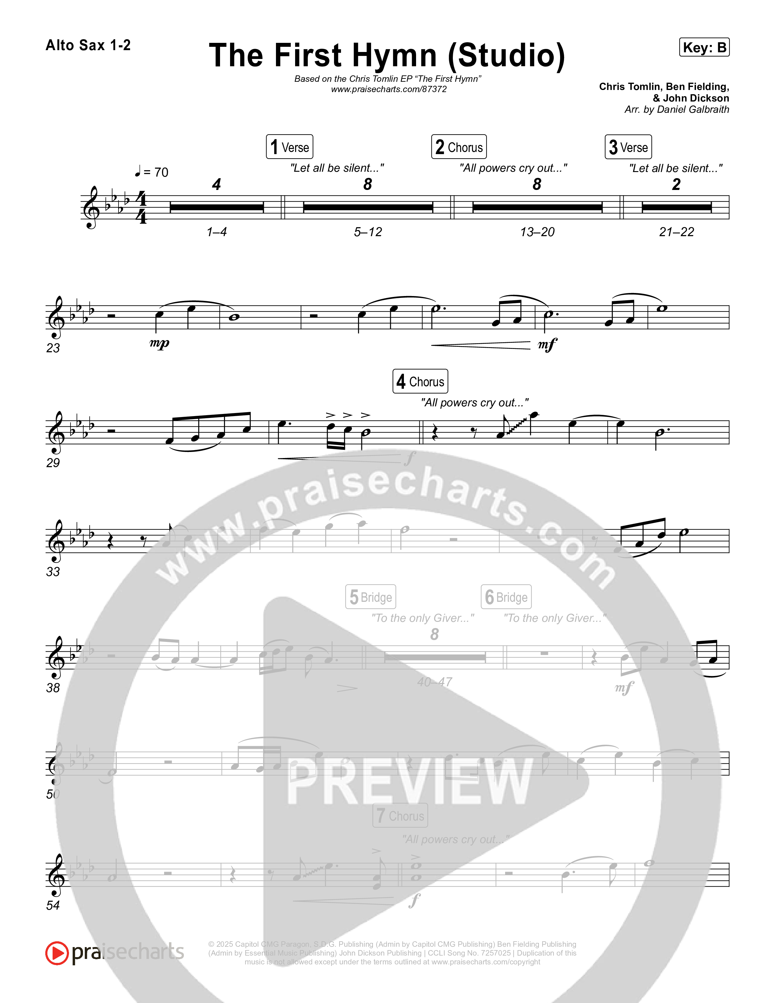 The First Hymn (Studio) Alto Sax 1,2 (Chris Tomlin / Ben Fielding)