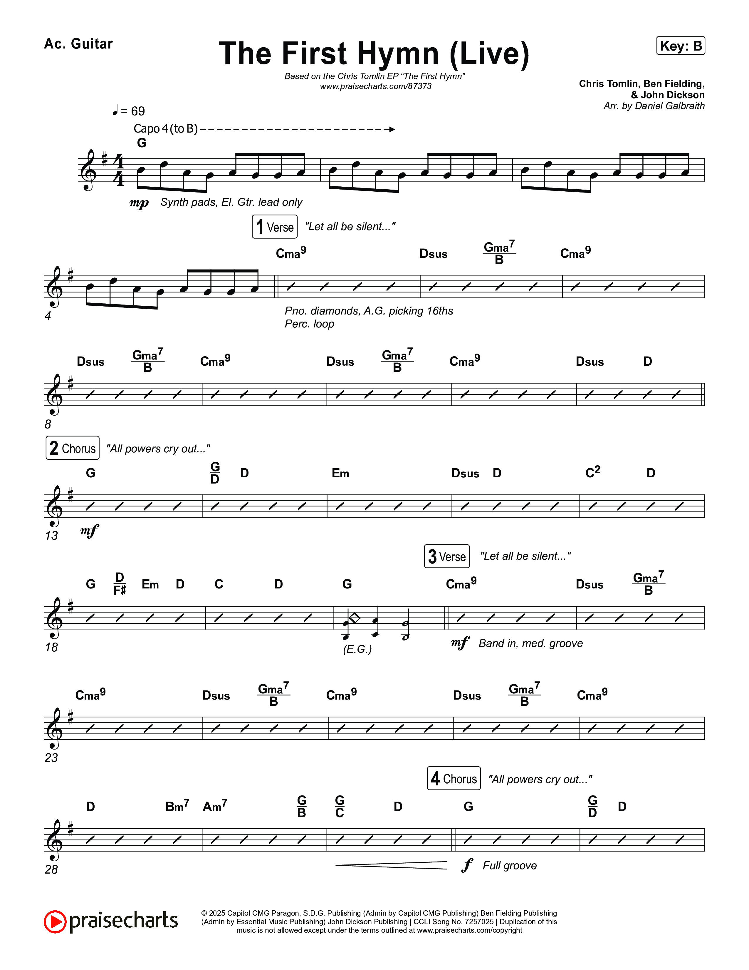 The First Hymn (Live) Acoustic Guitar (Chris Tomlin / Ben Fielding)