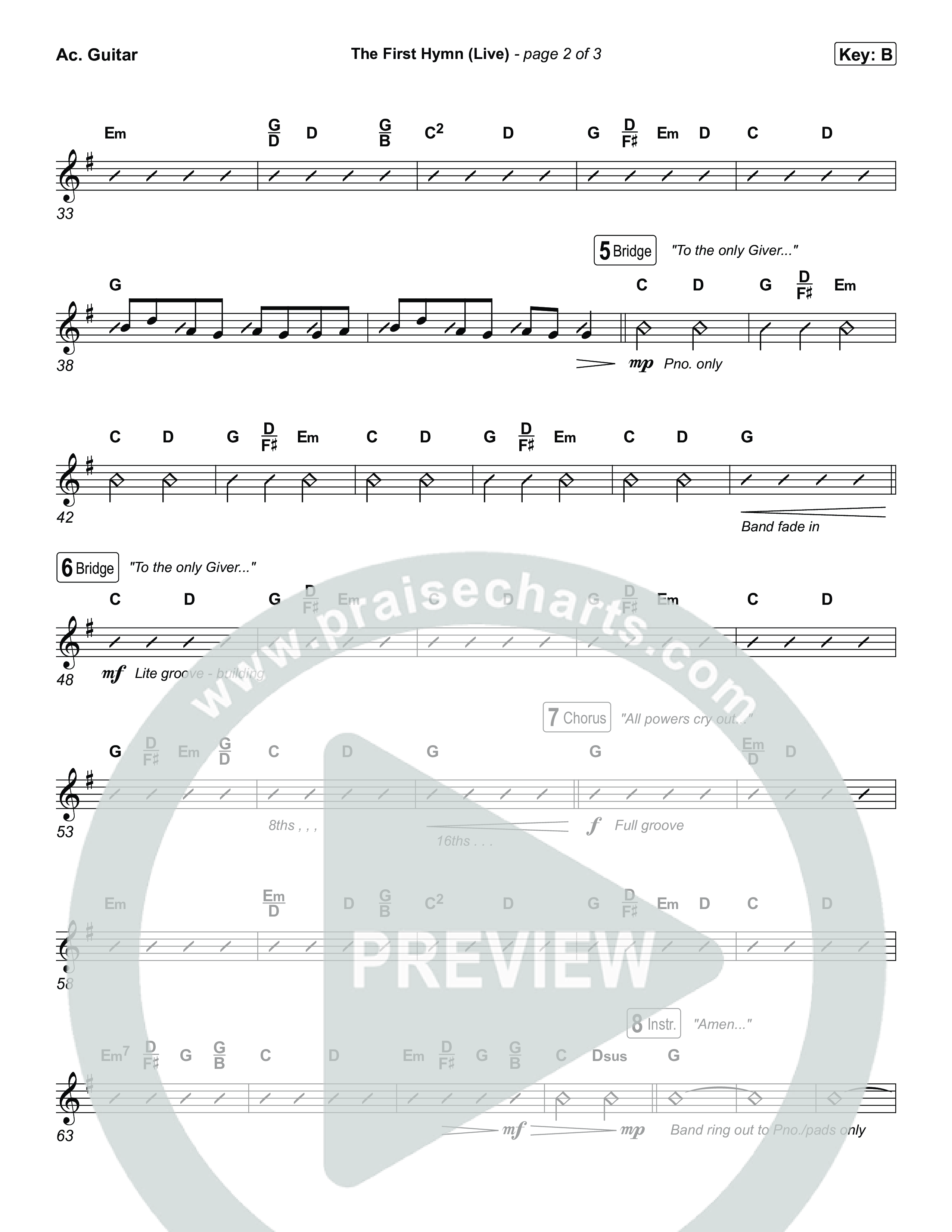 The First Hymn (Live) Acoustic Guitar (Chris Tomlin / Ben Fielding)