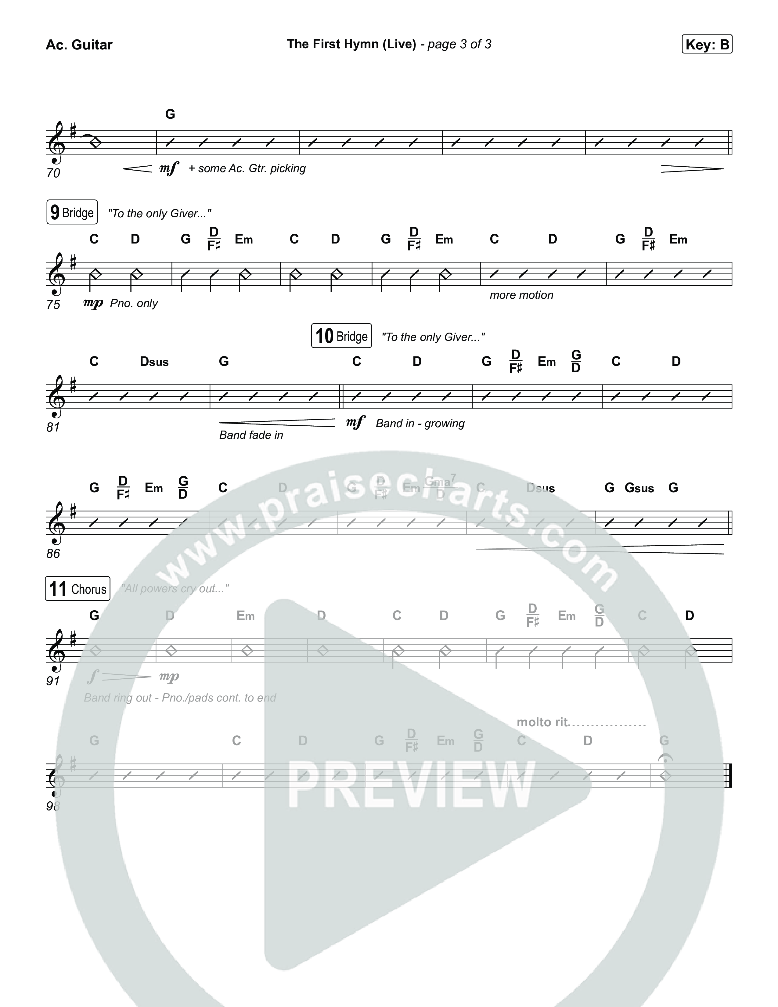 The First Hymn (Live) Acoustic Guitar (Chris Tomlin / Ben Fielding)