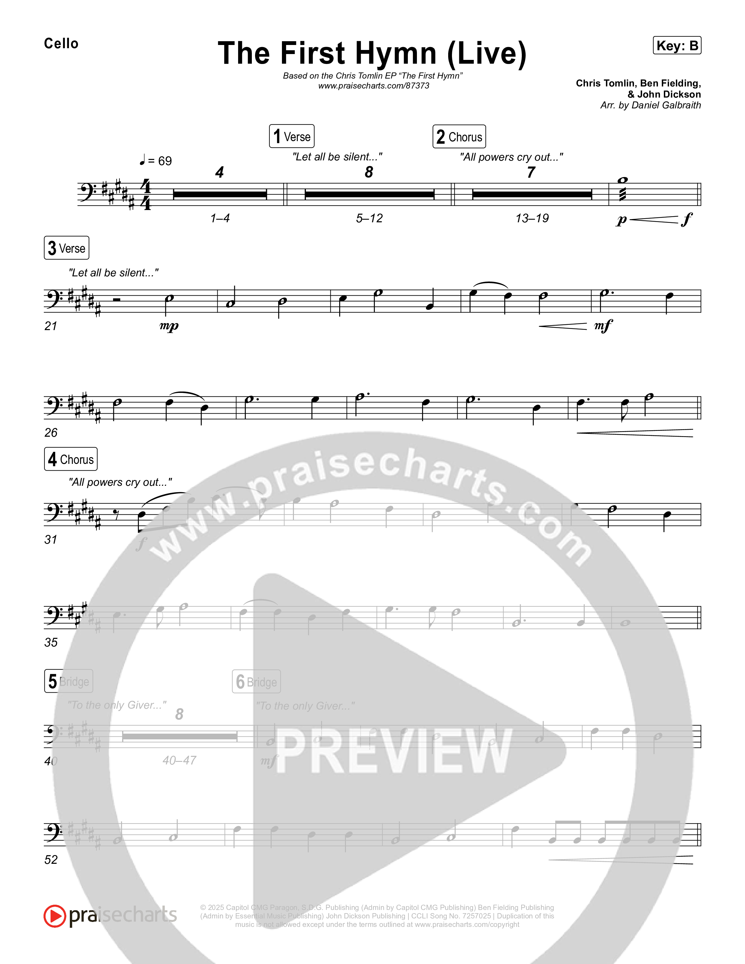 The First Hymn (Live) Cello (Chris Tomlin / Ben Fielding)