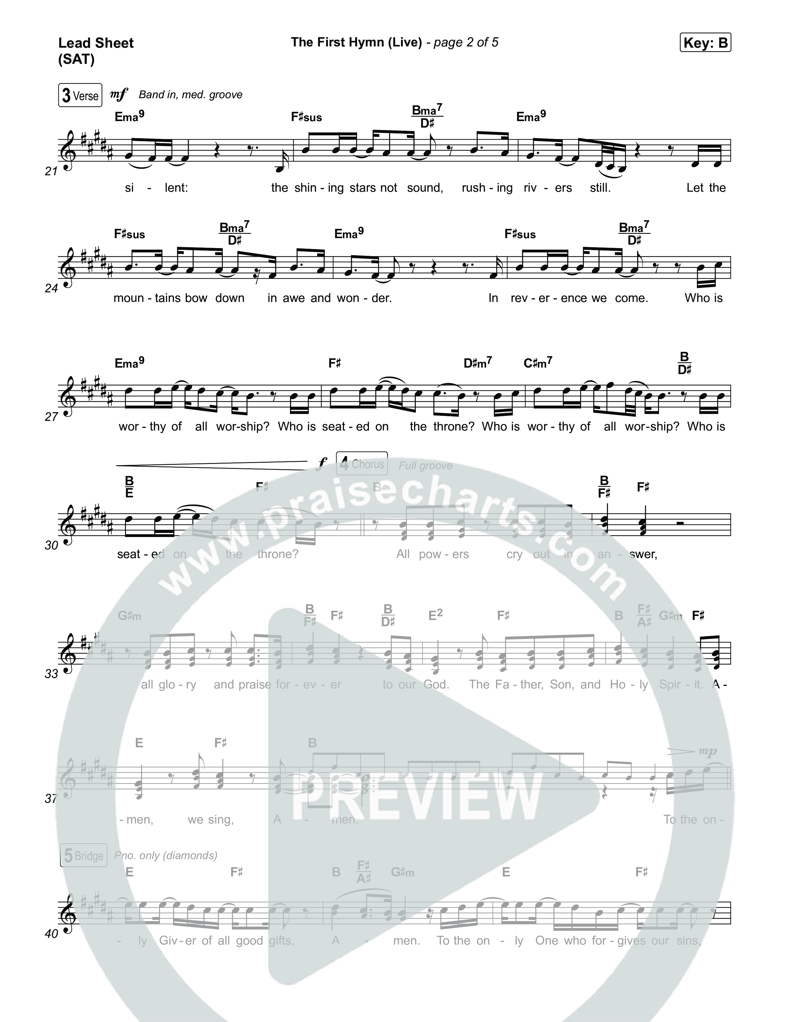 The First Hymn (Live) Lead Sheet (SAT) (Chris Tomlin / Ben Fielding)