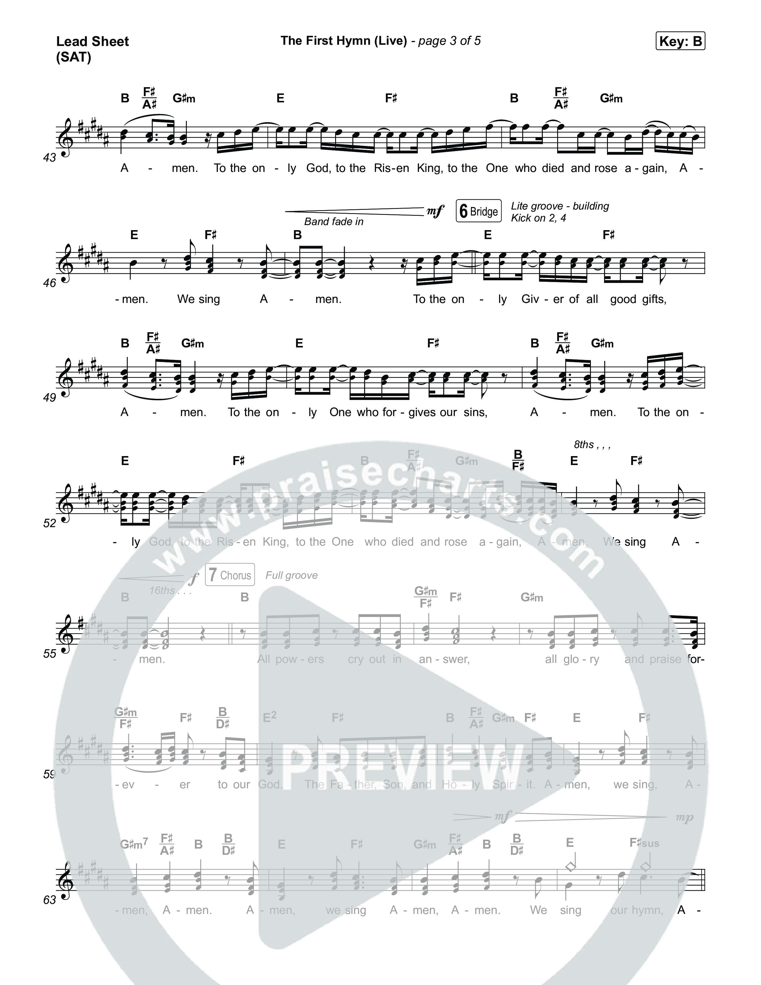 The First Hymn (Live) Lead Sheet (SAT) (Chris Tomlin / Ben Fielding)