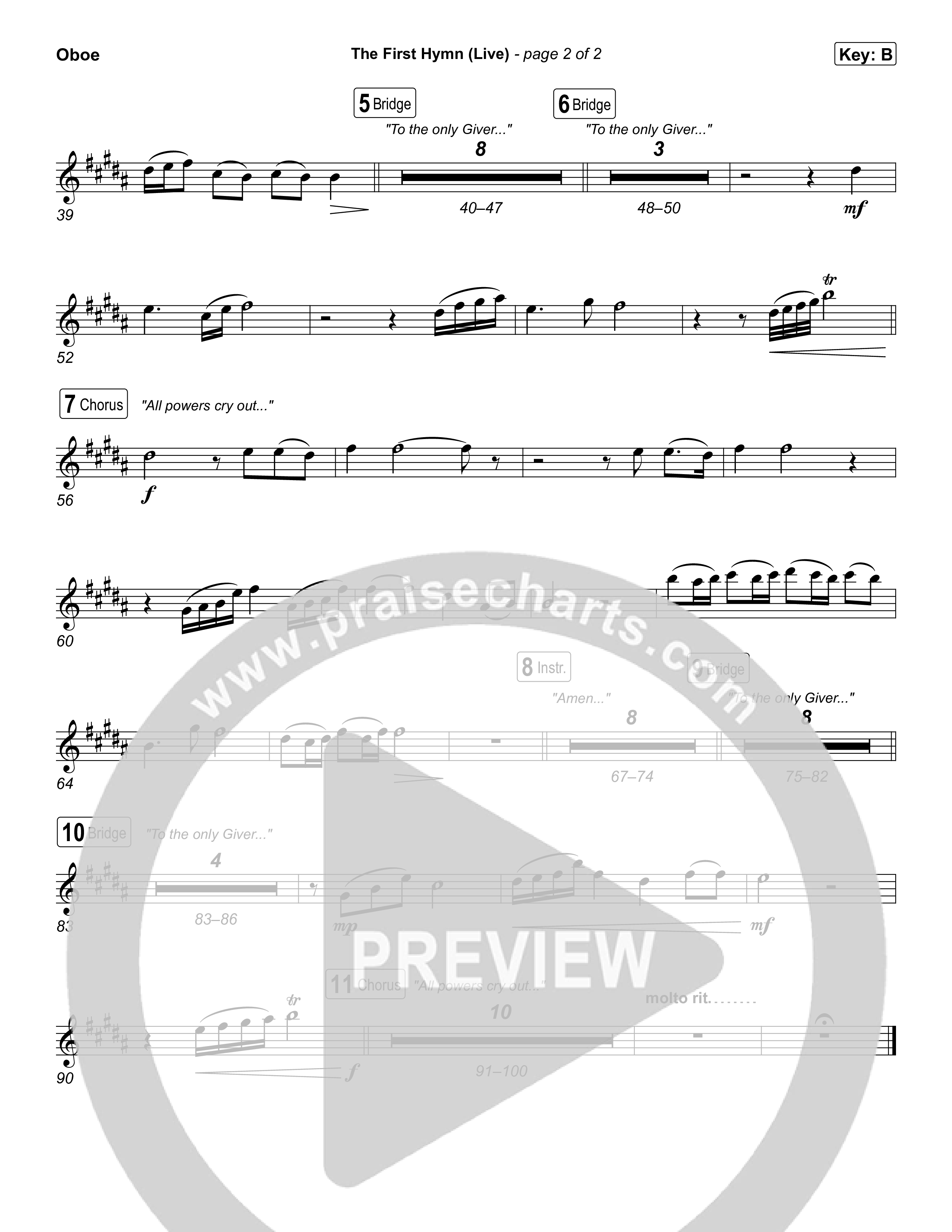 The First Hymn (Live) Oboe (Chris Tomlin / Ben Fielding)