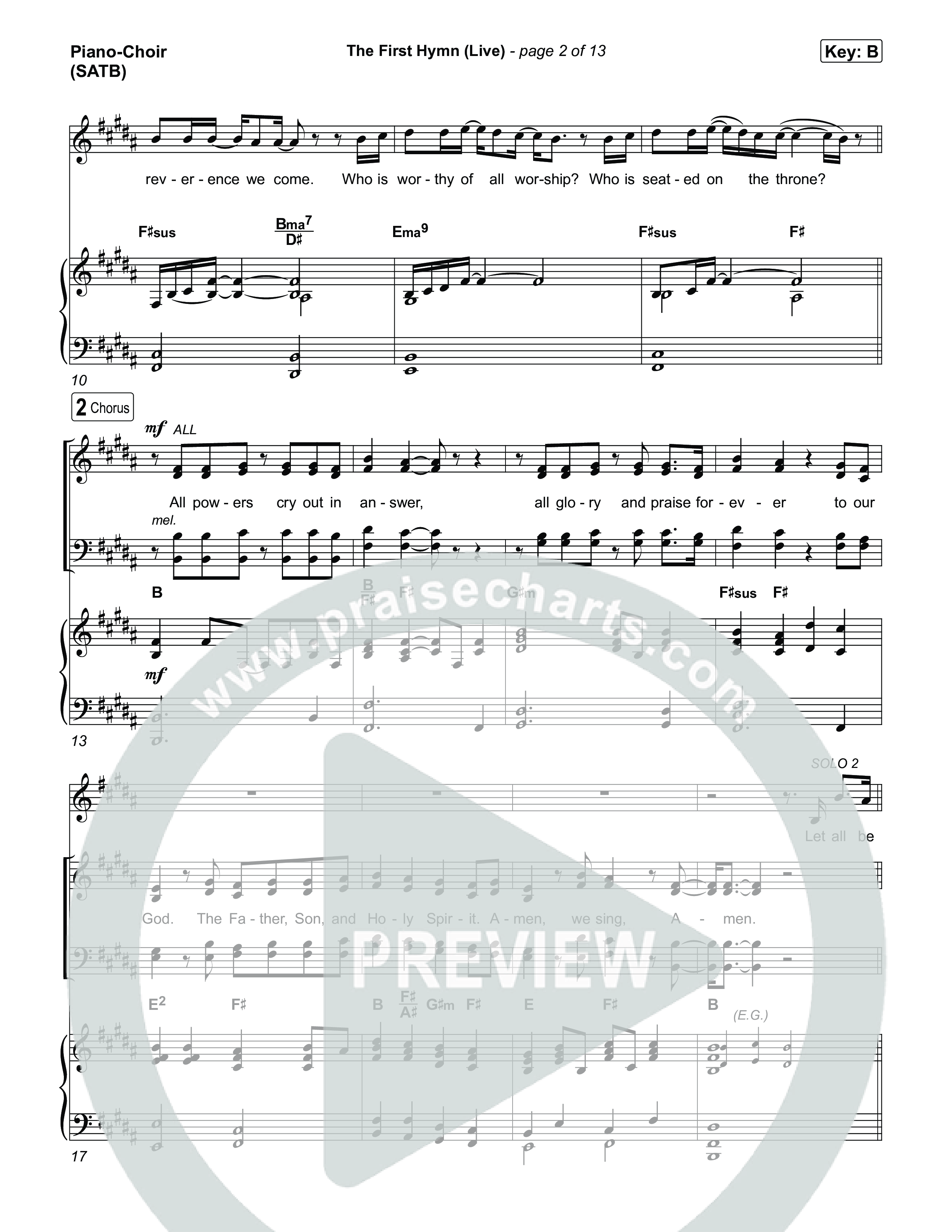 The First Hymn (Live) Piano/Vocal (SATB) (Chris Tomlin / Ben Fielding)