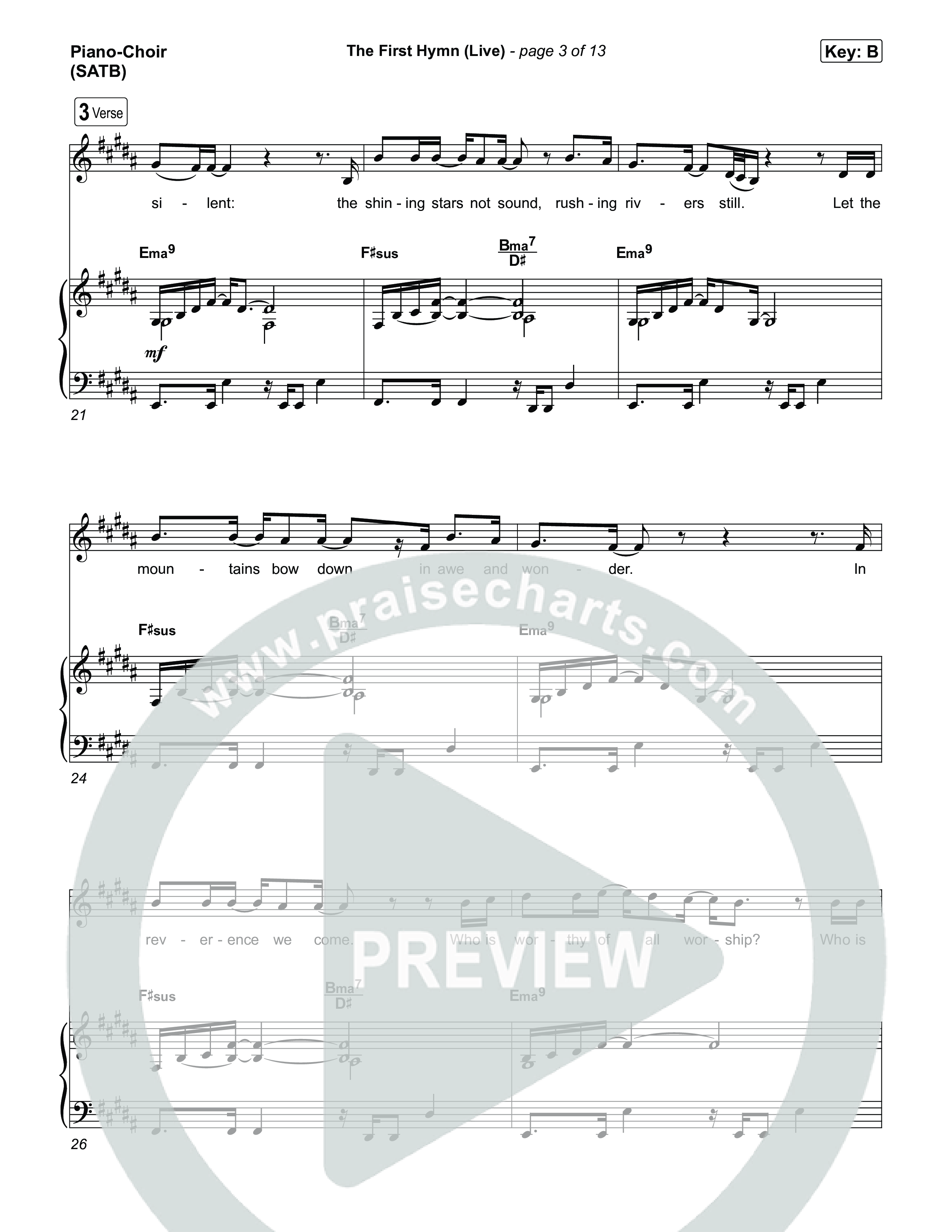 The First Hymn (Live) Piano/Vocal (SATB) (Chris Tomlin / Ben Fielding)