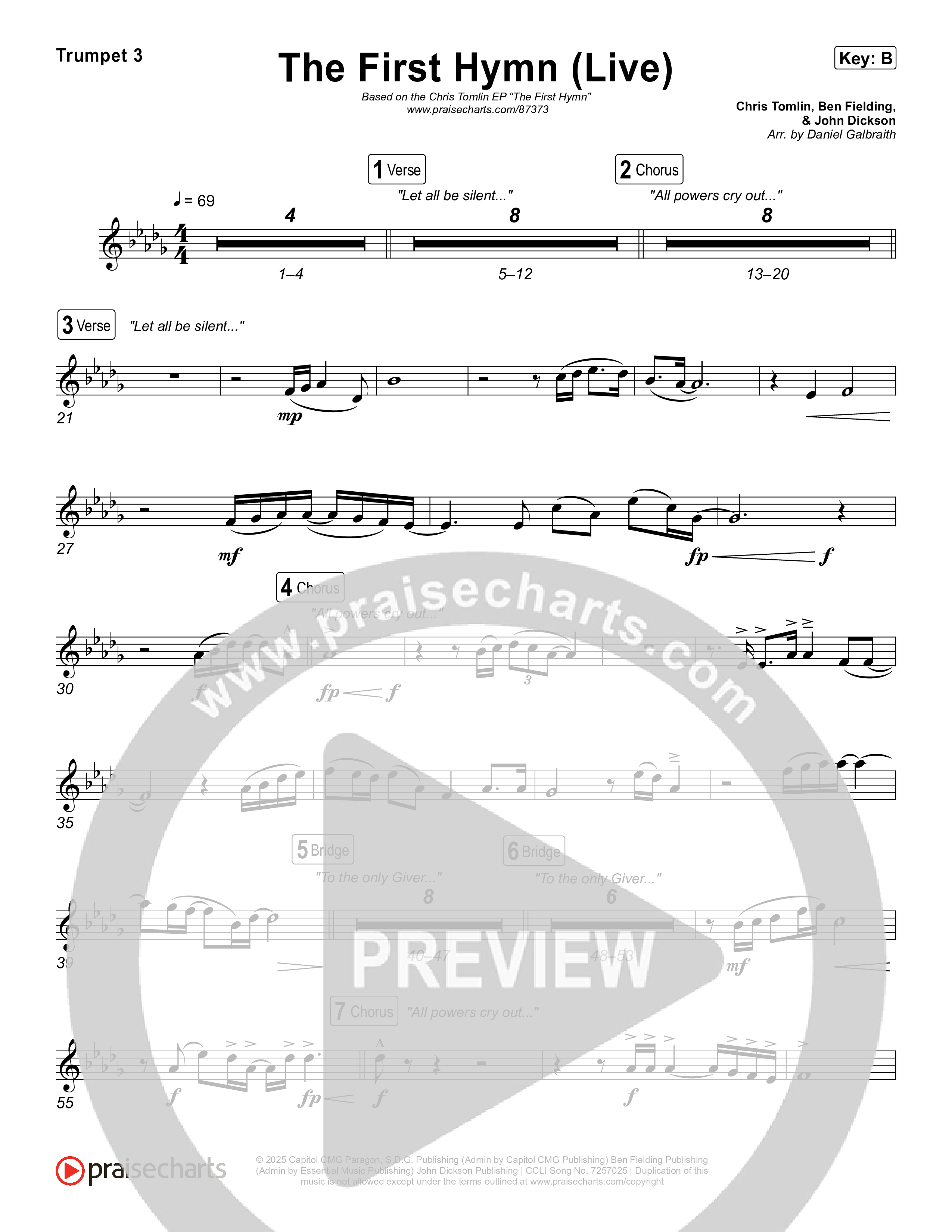 The First Hymn (Live) Trumpet 3 (Chris Tomlin / Ben Fielding)