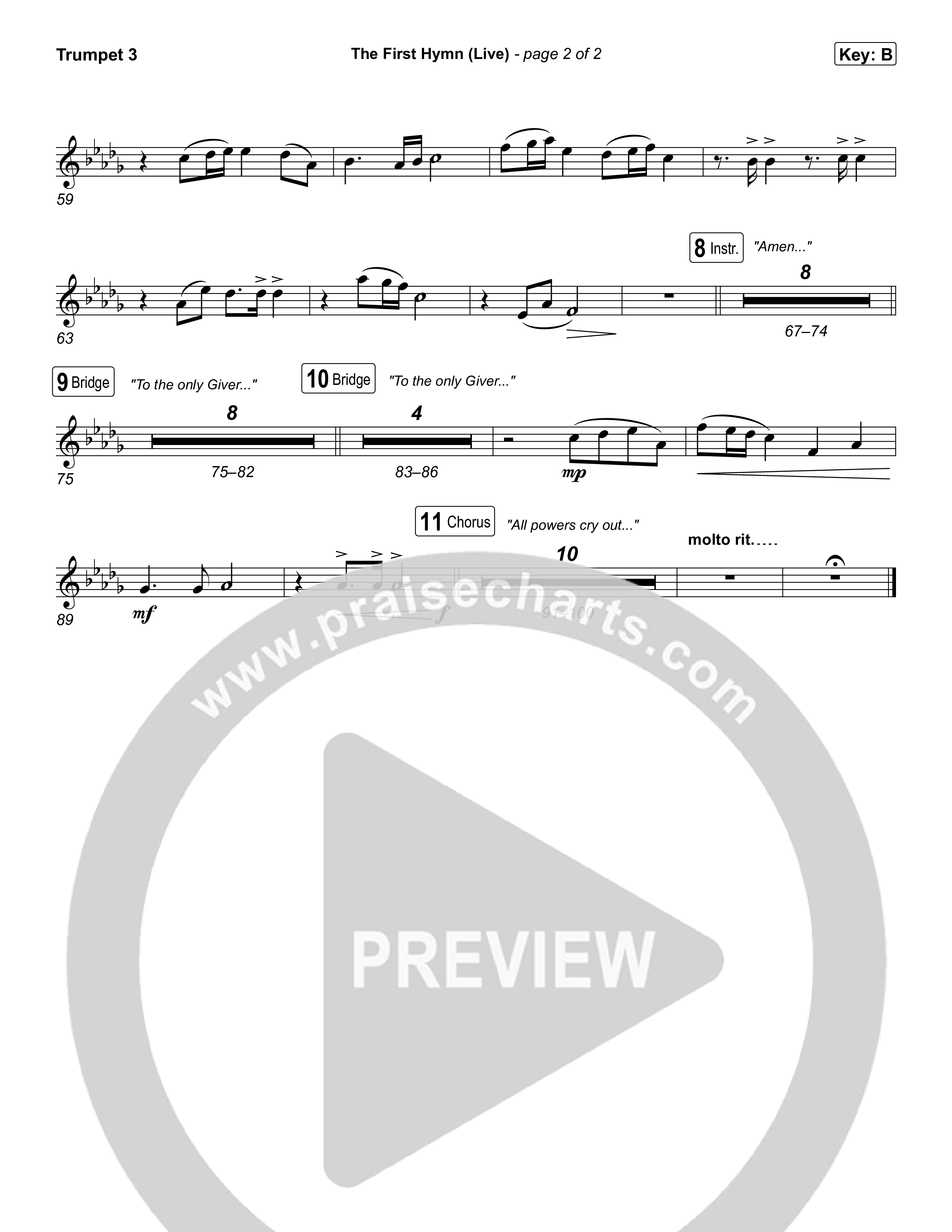 The First Hymn (Live) Trumpet 3 (Chris Tomlin / Ben Fielding)