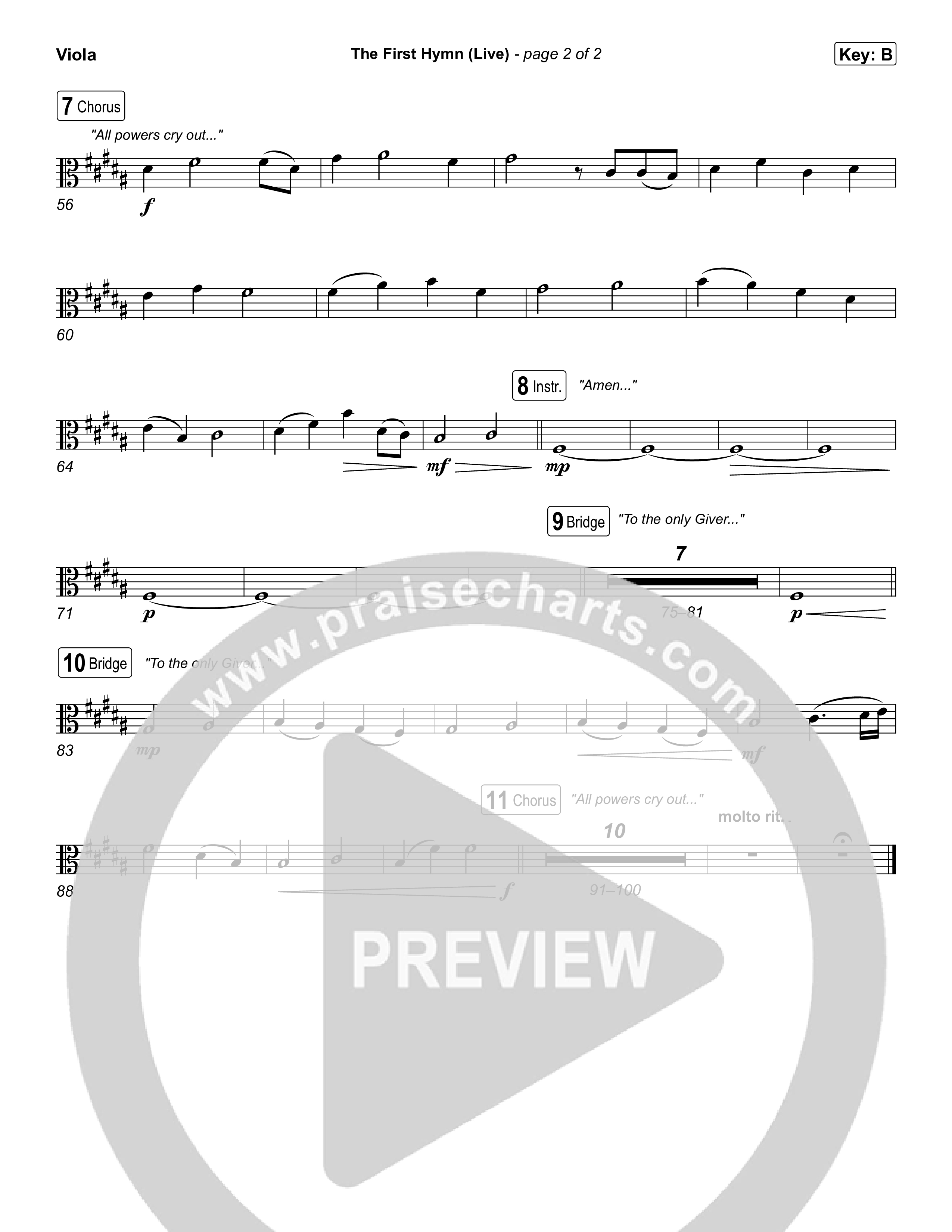 The First Hymn (Live) Viola (Chris Tomlin / Ben Fielding)