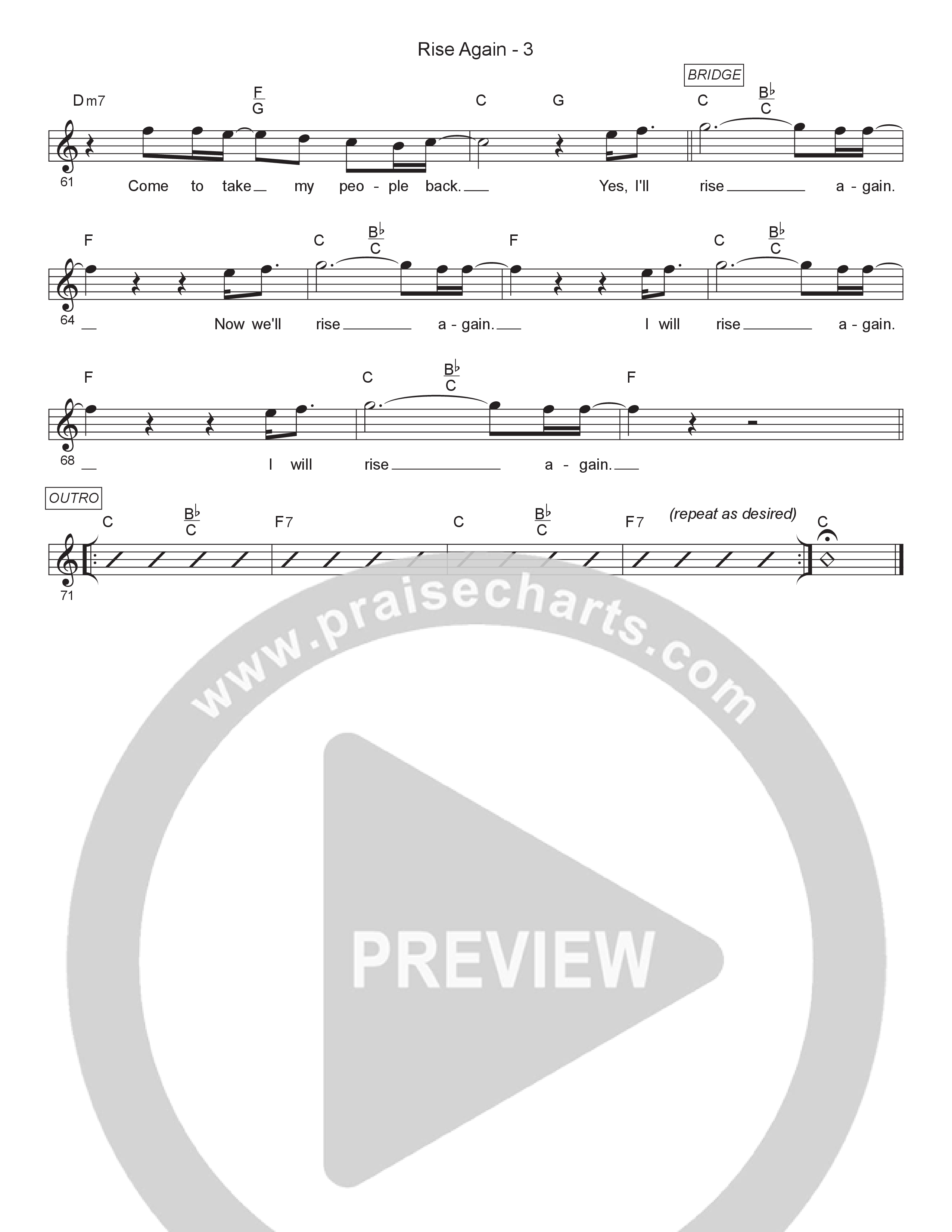 Rise Again Lead Sheet Melody (11:21 Worship / Jared Anderson / Kelly Wilkerson)