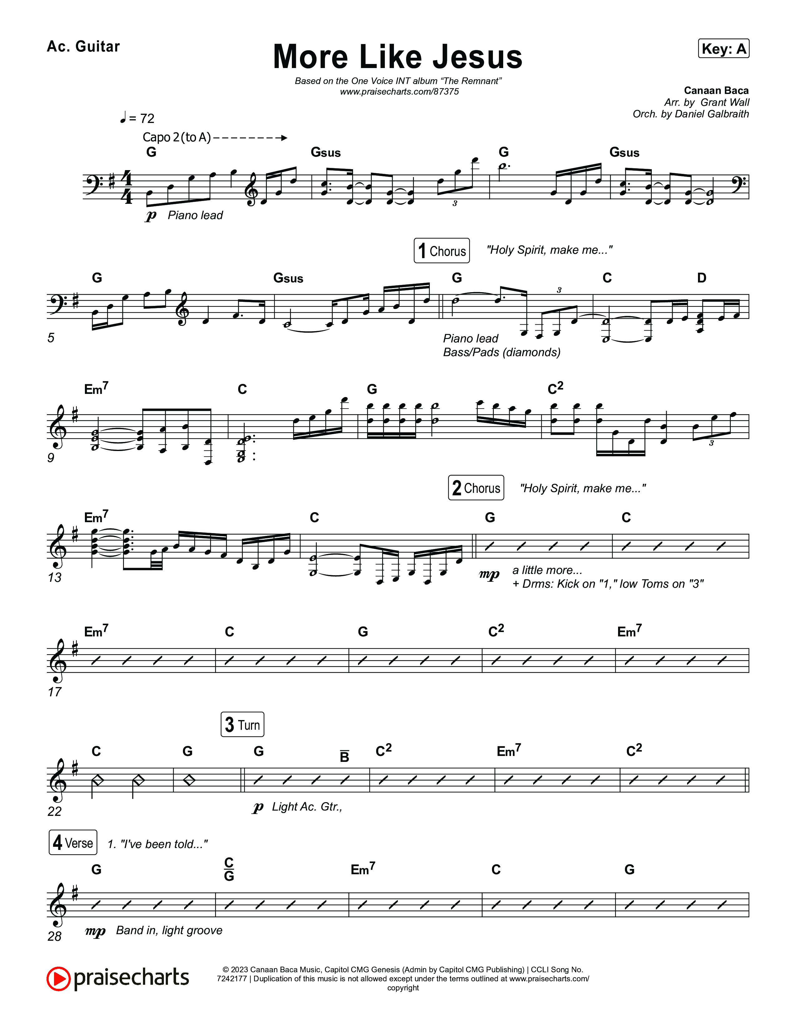 More Like Jesus Acoustic Guitar (One Voice INT)