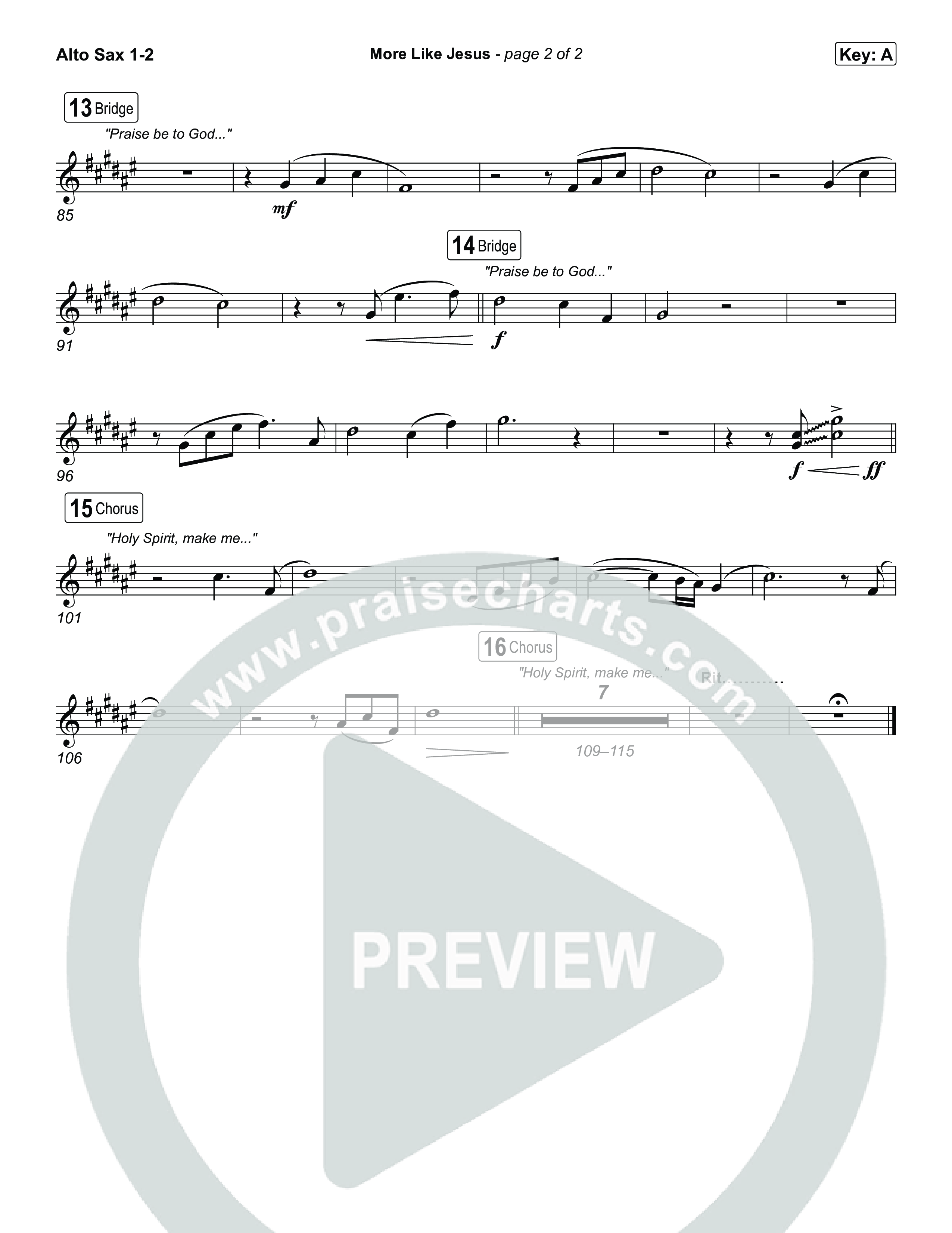 More Like Jesus Alto Sax 1,2 (One Voice INT)